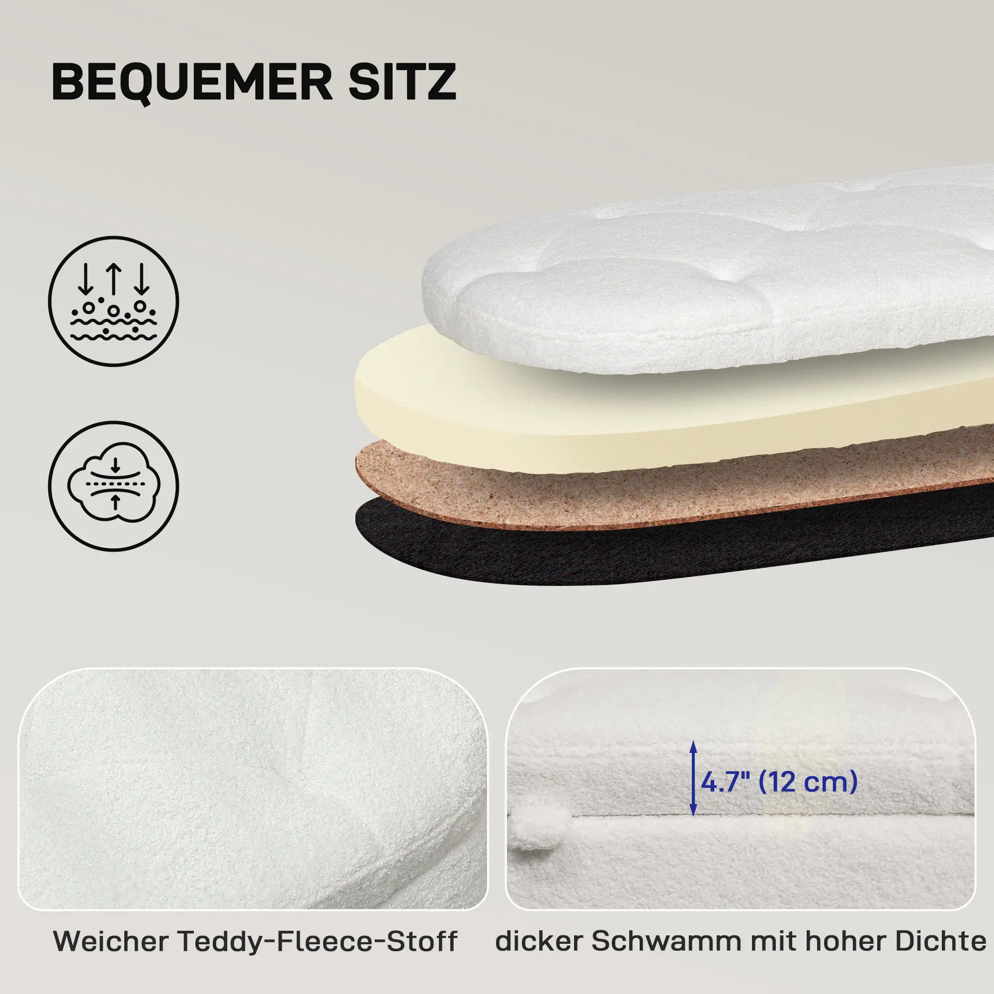 HOMCOM Sitzbank mit Stauraum 114 × 47 × 46,5 cm Weiß