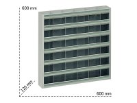 Scaffale portaminuteria Tecnotelai 600x120x600mm con 36+6 caselle in metallo