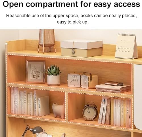 Moderna Scrivania in Legno con Cassetti，Scrivania da Lavoro con Cassettiera per casa e Ufficio con Ripiano Portaoggetti e Libreria per Computer in l(Size:120x45x165cm,Color:Bianco)