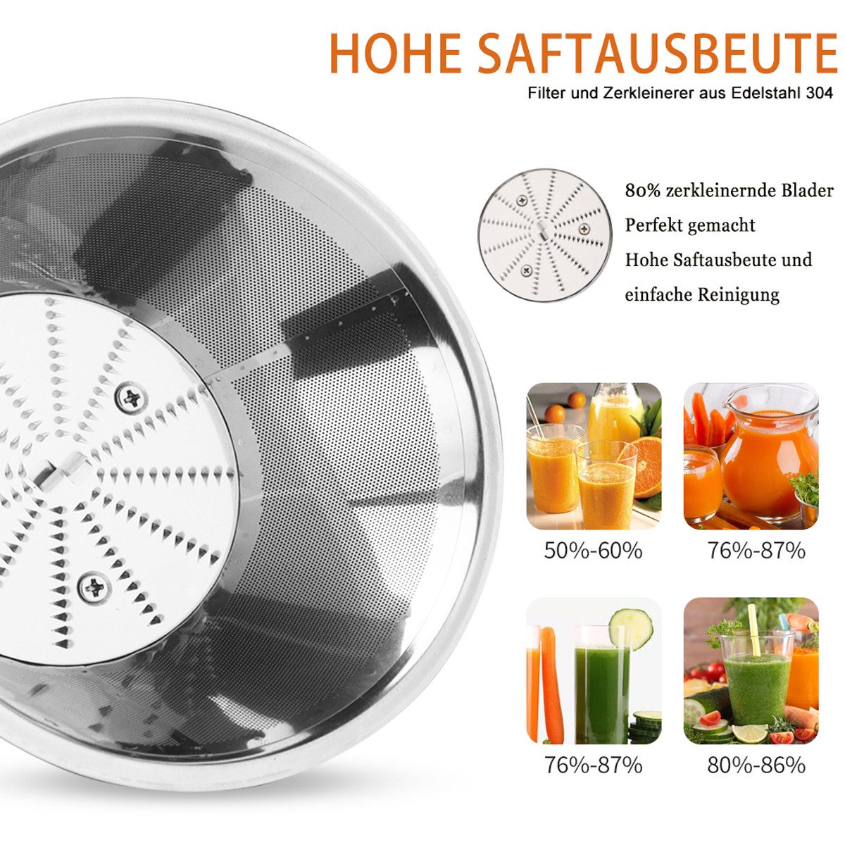 Entsafter Entsafter, Entsafter Gemüse und Obst, 600W Entsafter aus Edelstahl