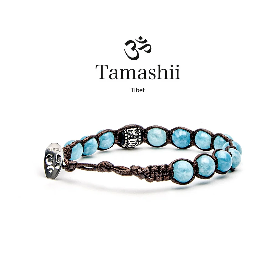 Bracciale Tamashii ruota della preghiera in giada blu cielo BHS1100-196