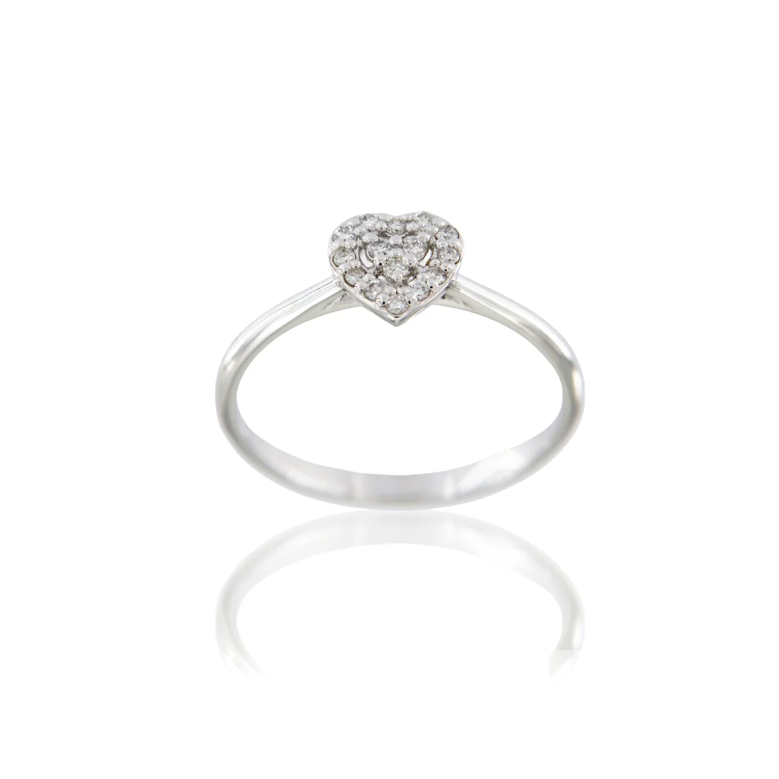 Anello da donna piccolo cuore con contorno in brillanti ct 0,12