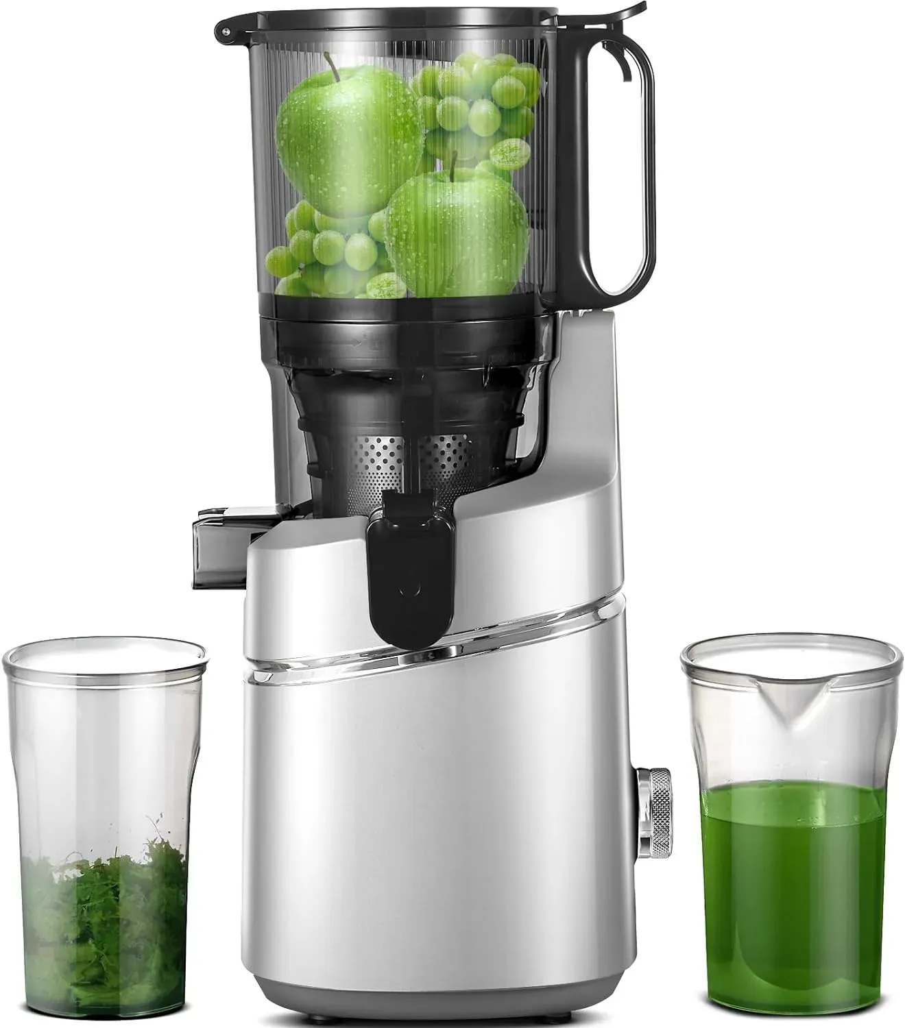 Juicer Machines, 5.3 Inch Self Feeding Masticating Juicer Fit Whole Fruits & Vegetables, Cold Press Electric Juicer Machines with High Juice Yield, Easy Cleaning, BPA Free, 250W