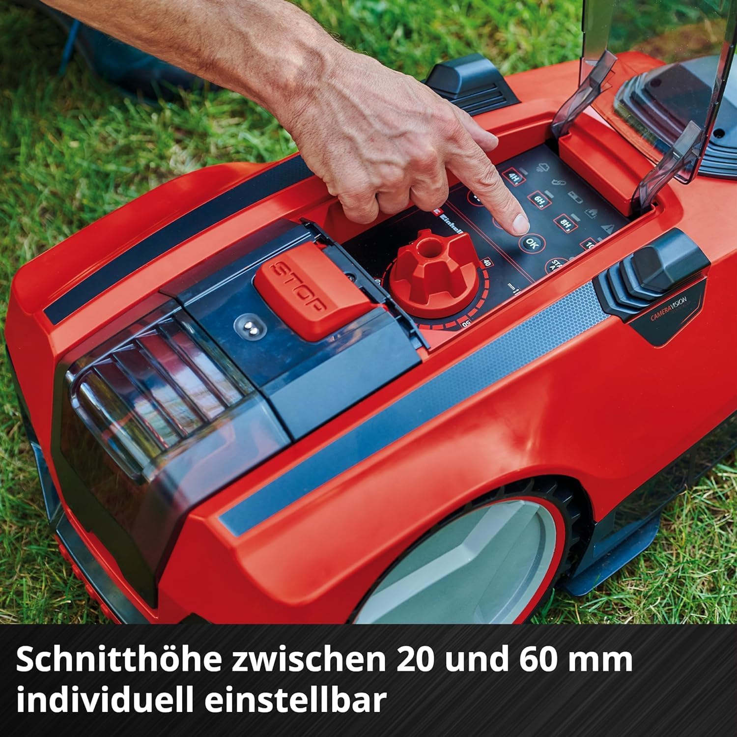 Einhell Mhroboter FREELEXO CAM 500 Power X-Change (18V, Kamera ersetzt Begrenzungsdraht, für 500 m, Brushless, bis 25% Steigung, Schnittbreite 18 cm, inkl. 3,0 Ah Akku, 5 m Magnetband)