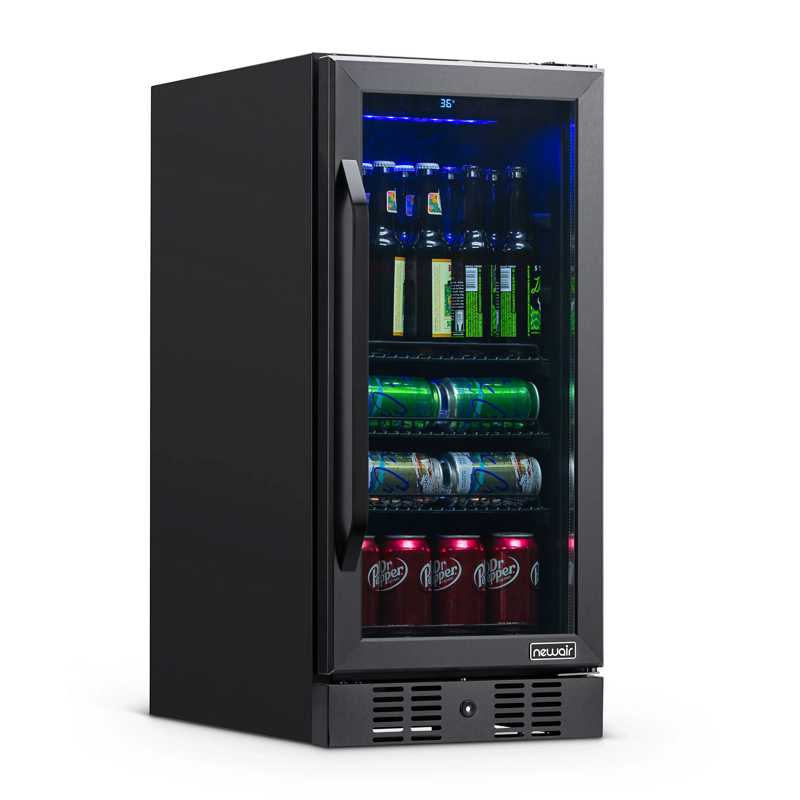 2025 Newair® Refrigerador Empotrable Negro para Bebidas – 96 Latas – 15 Pulgadas