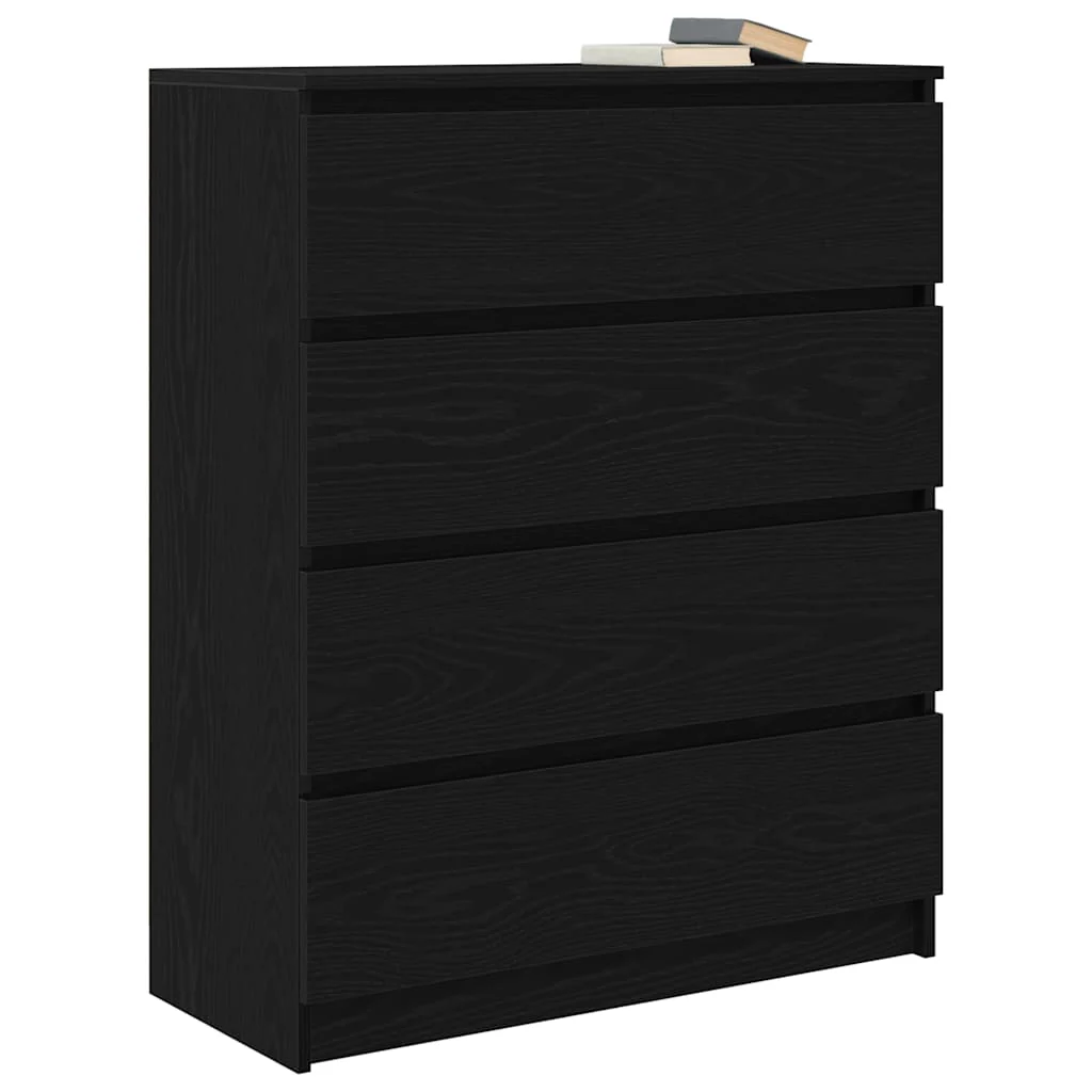 Credenza Rovere Nero 80x35x99 cm in Legno Multistrato