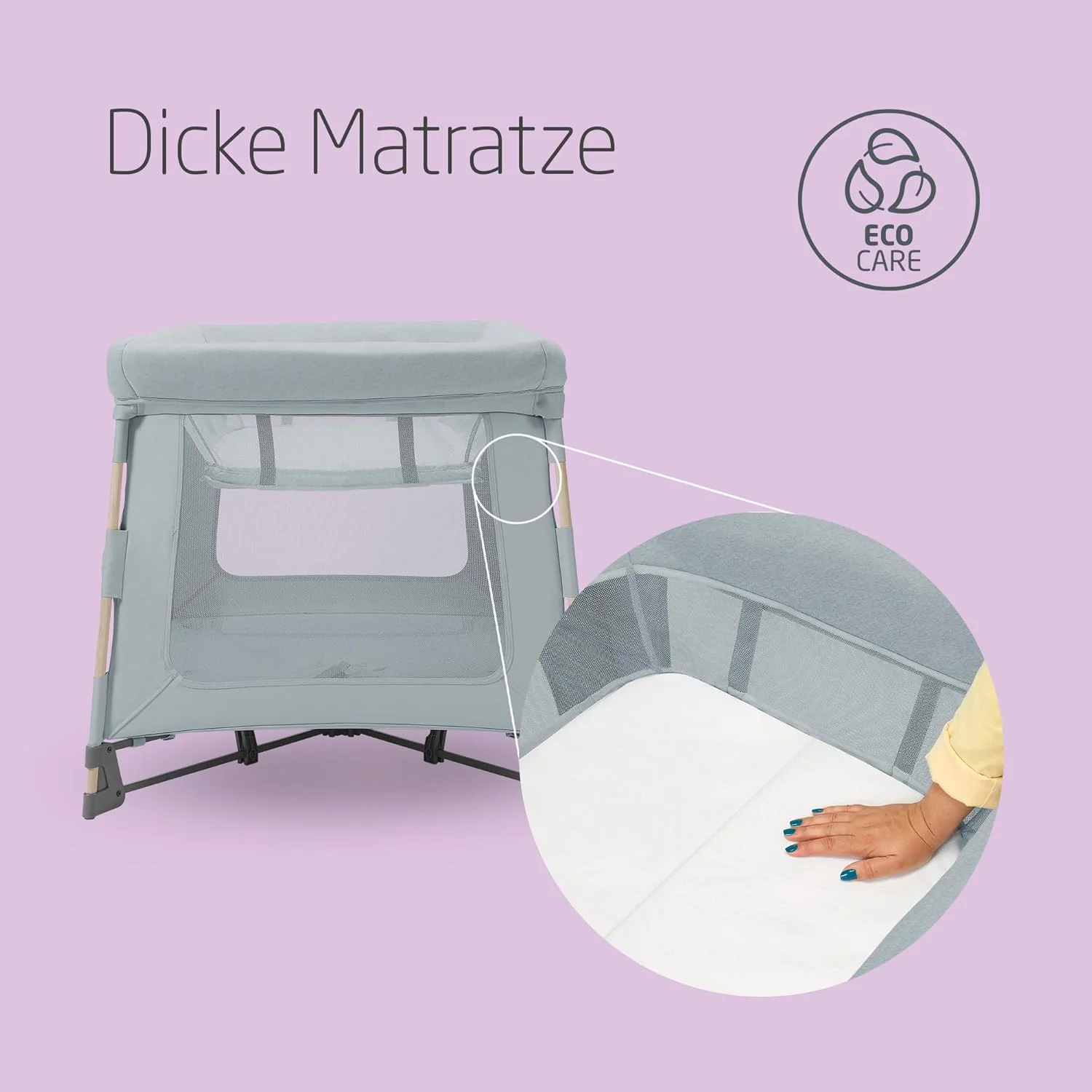 Maxi-Cosi Swift 3-in-1 reiswieg baby, wieg, 0-3,5 jaar, tot 15 kg, in hoogte verstelbare reiswieg, 2-in-1 matras, ultralicht, in 1 seconde inklapbaar, reistas, Eco Care, Beyond Grey