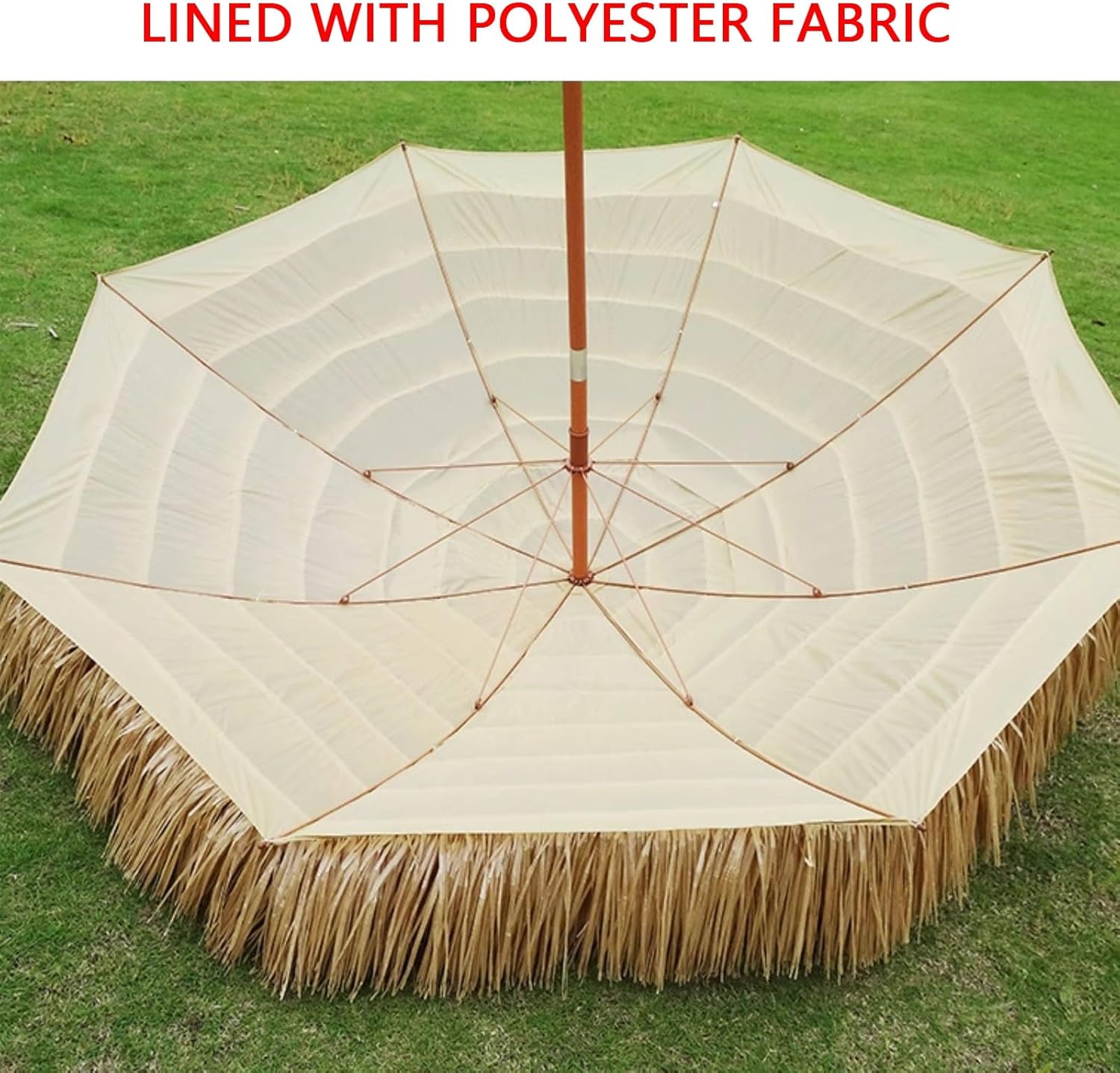 1,5 M, 1,8 M, 2,4 M, Faltbarer Strandschirm, Tragbarer Tropischer Strohschirm, Höhenverstellbar, Terrasse, Garten, Strand, Pool, Hinterhof(1.6m/5.2ft)