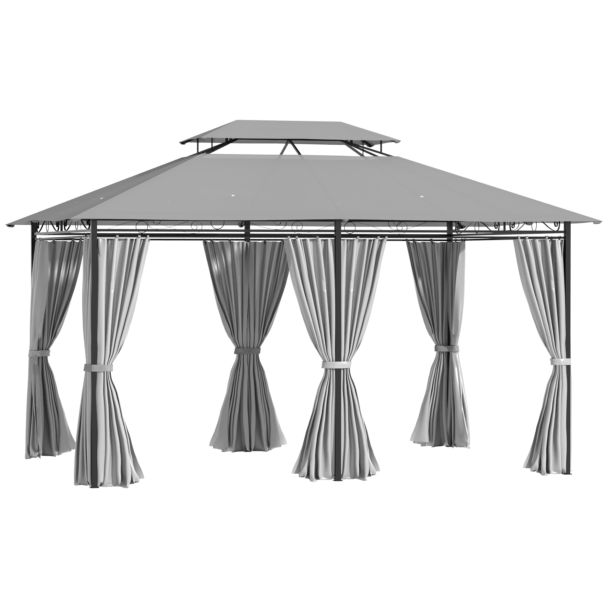 Outsunny paviljoen partytent voor in de tuin partytent tuintent feesttent dubbel dak 3 x 4 m donkergrijs