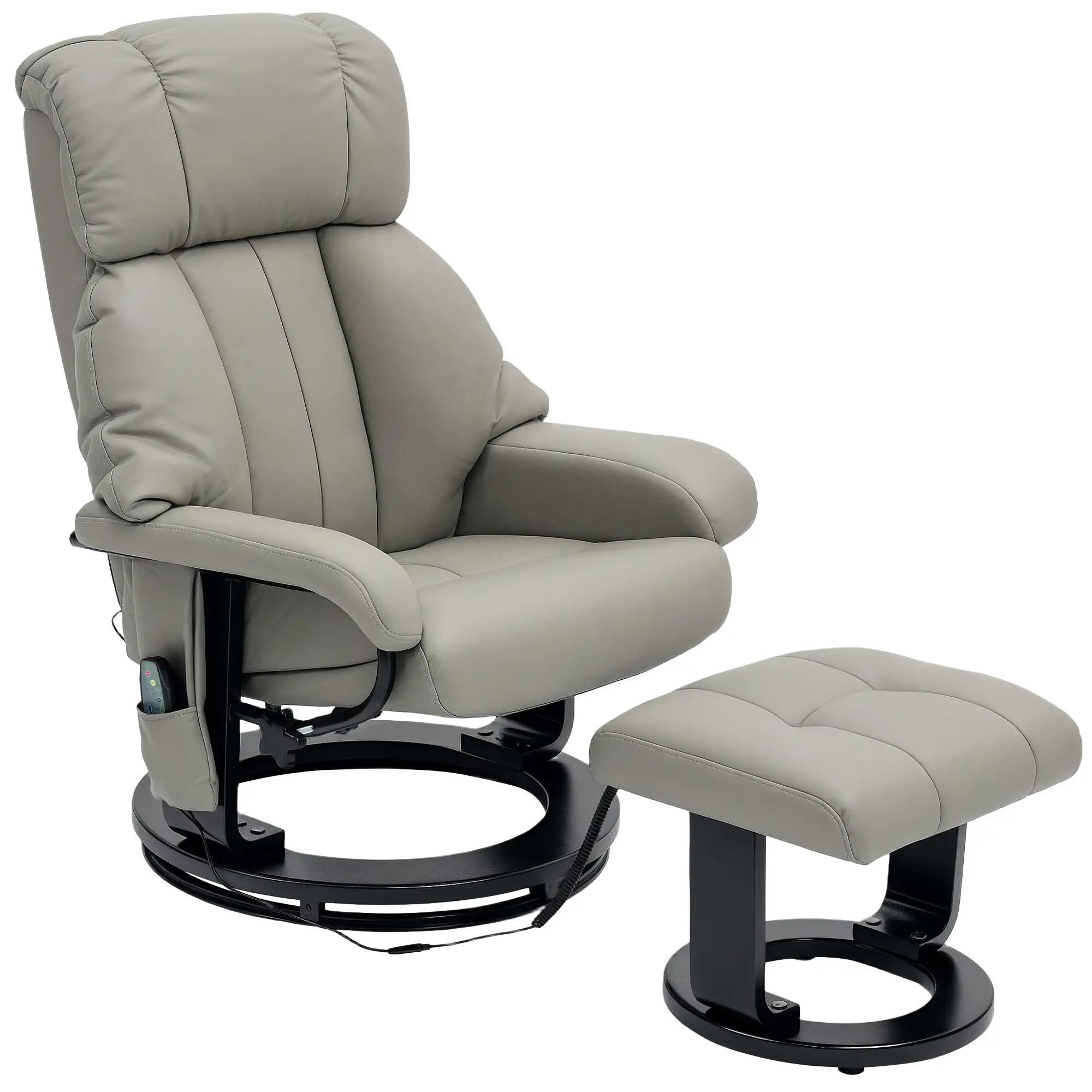 HOMCOM Relaxsessel Grau mit Massage, Liegefunktion & Fußhocker, Kunstleder
