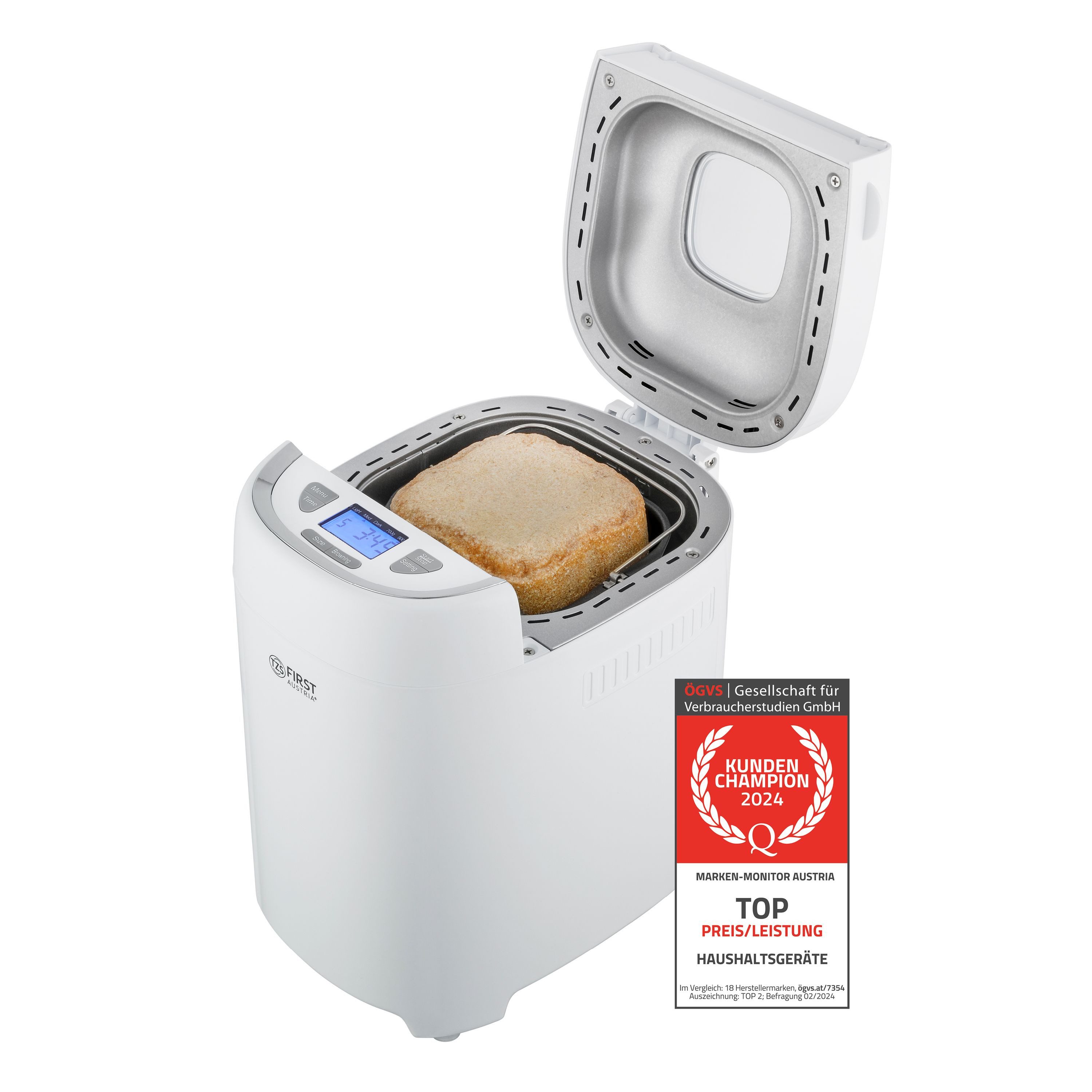 Brotbackautomat 550W, 13 Programme, 700g-900g, 3 Bräunungsgrade, Display, Weiß