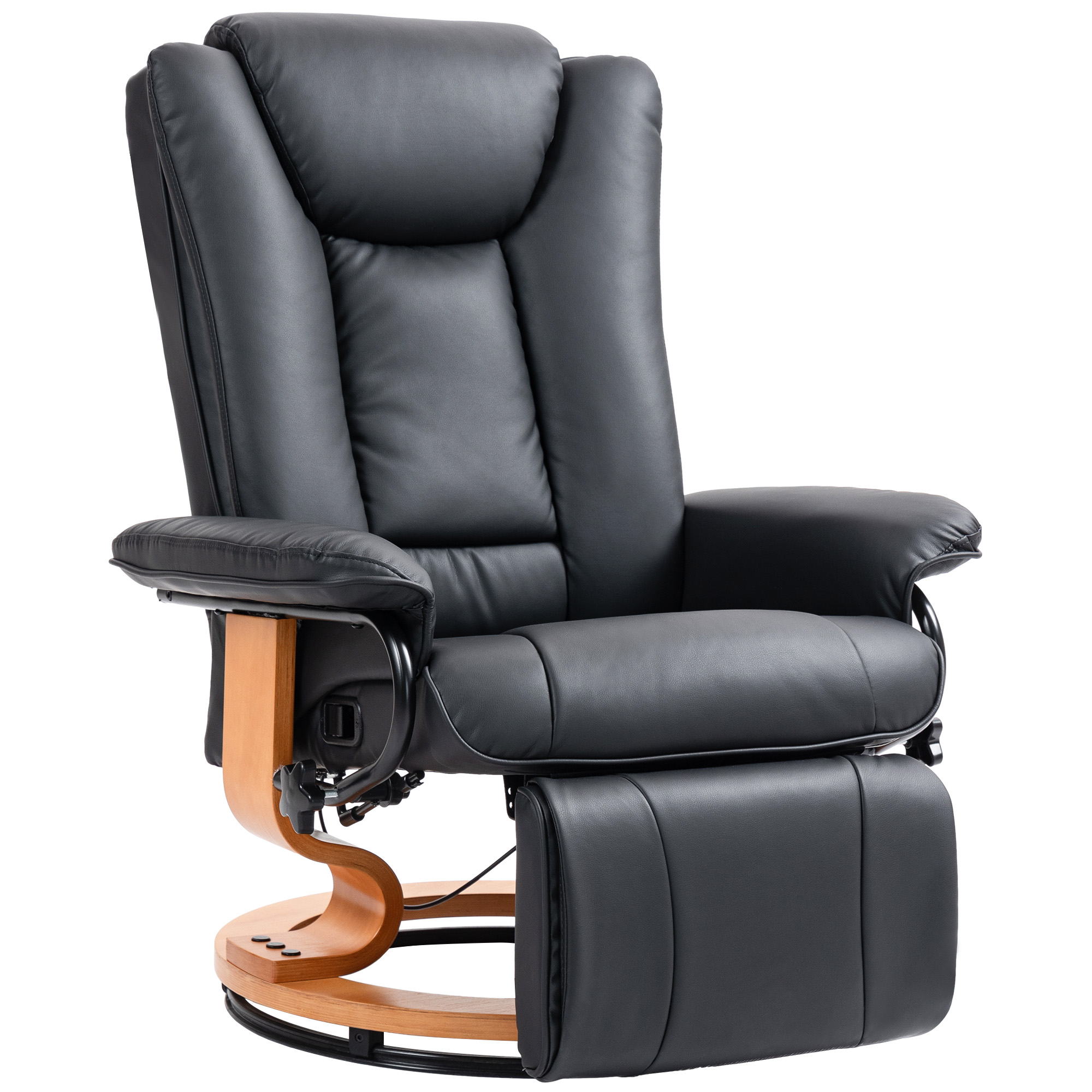 HOMCOM Relaxsessel mit Liegefunktion, drehbar, bis 150 kg, Kunstlederbezug, Stahlrahmen, Schwarz