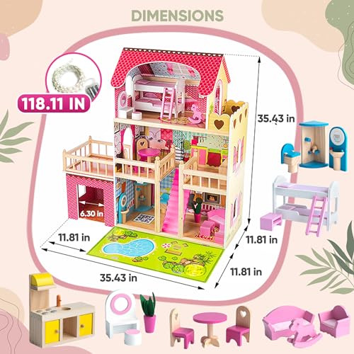 Green series Kinderplay Casa Delle Bambole   Legno, GS0020 : Amazon.it: Giochi e giocattoli