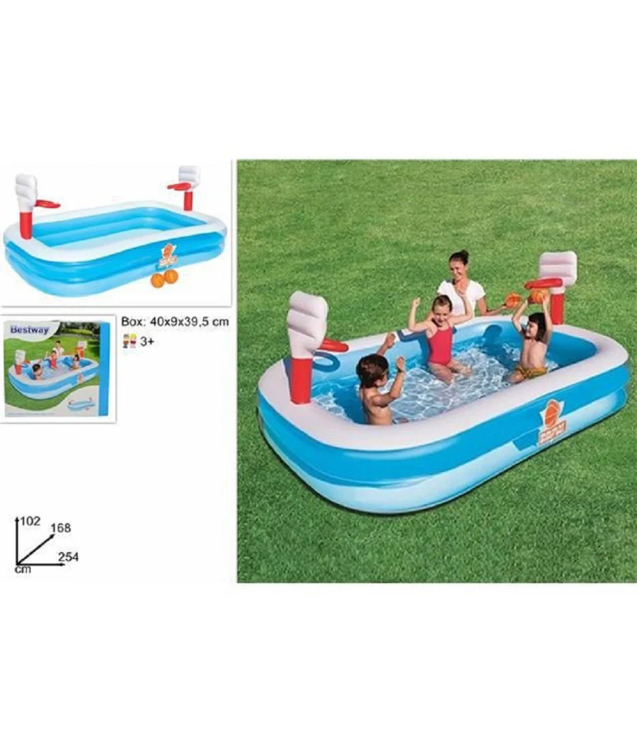 Trade Shop - Piscina Gonfiabile Per Bambini 3 Anni+ Gioco Pallacanestro Basket Giardino