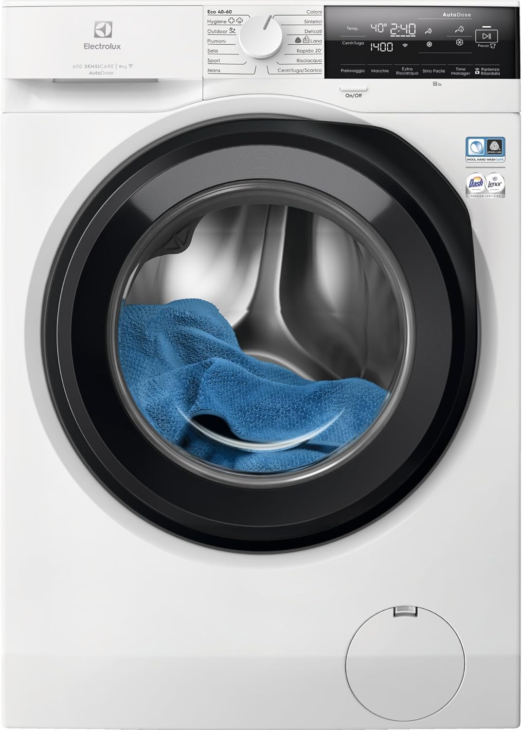 Electrolux EW6F110G Lavatrice a Carica Frontale, Tecnologia SensiCare, Serie 600, 10 kg, 1351 Giri al Minuto, Programma Hygiene e Lavaggio Rapido, 847x597x636 mm, Bianco, Classe A