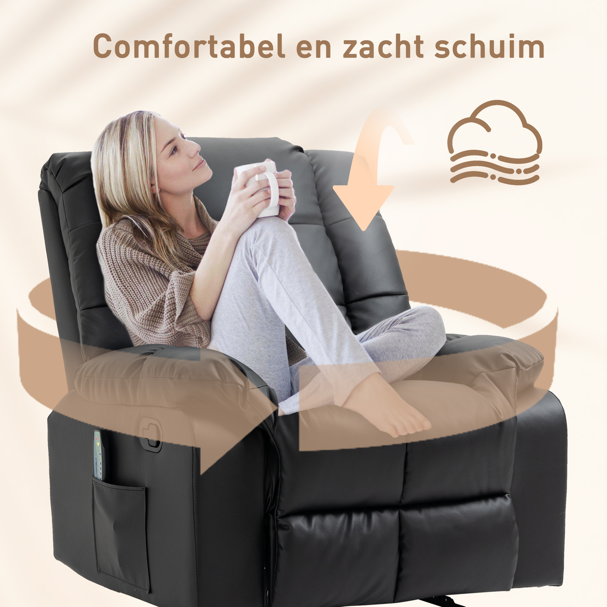 massagestoel Elektrische tv-stoel met ligfunctie 8 massagepunten