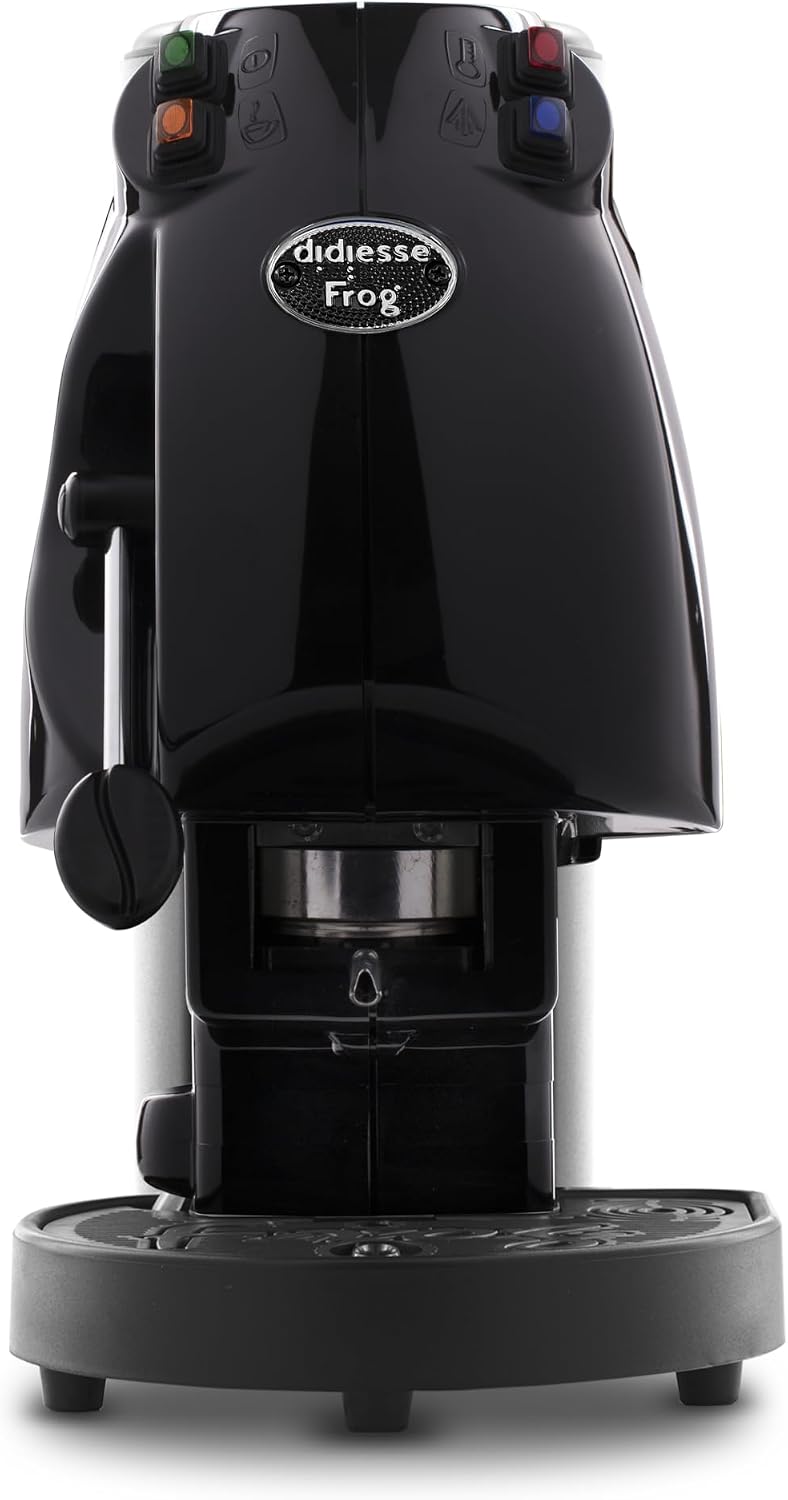 Didiesse Frog Macchina da Caffè a Cialde – Frog Revolution Nero Lucido per Caffè Espresso a Casa e in Ufficio, Design simpatico e colorato, per Tutti gli Ambienti, Basso Consumo 650W (Nero Lucido)