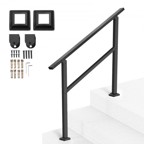 VEVOR Geländer 103cm Handlauf für 2–3-stufige Treppen schwarzes Vierkantrohr