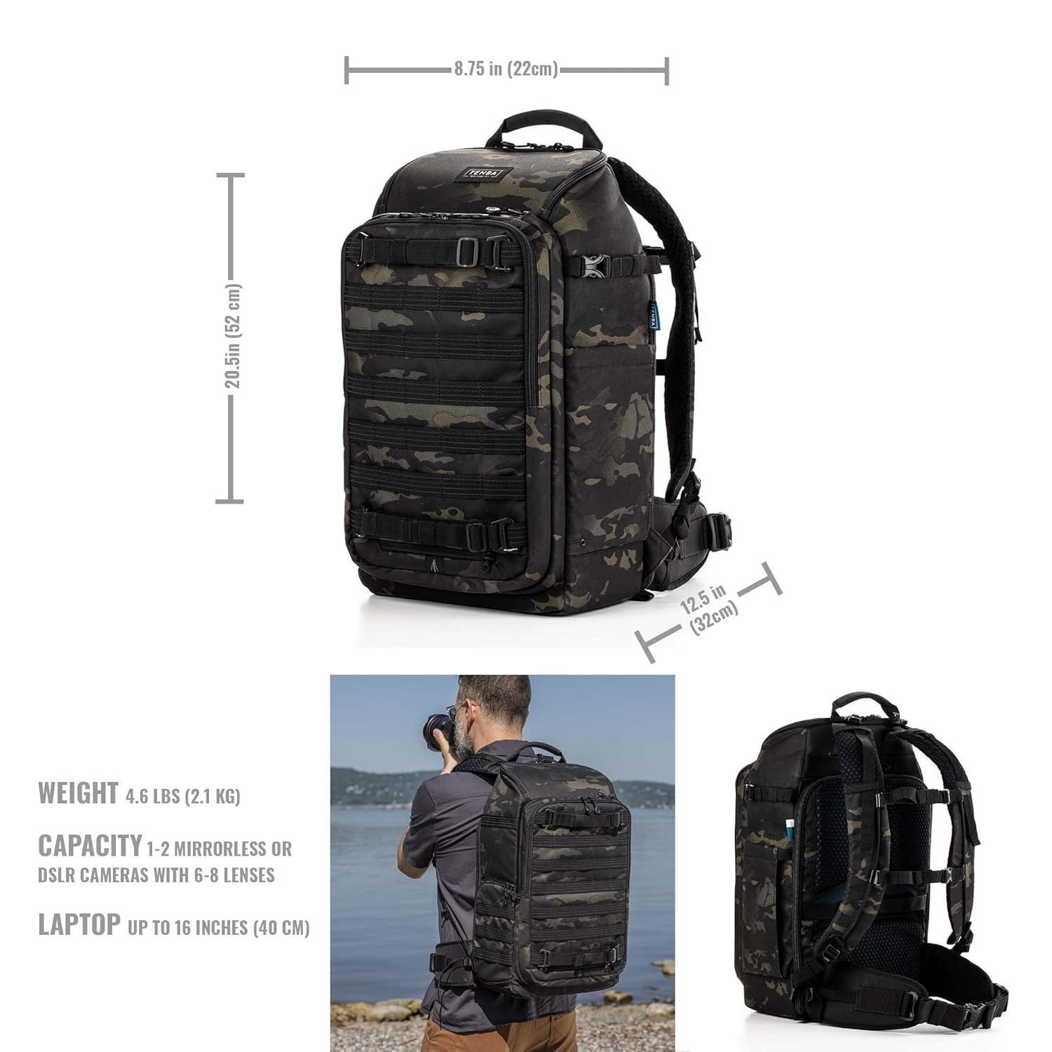 TENBA Sac AXIS V2 Backpack Multicam 24L Noir