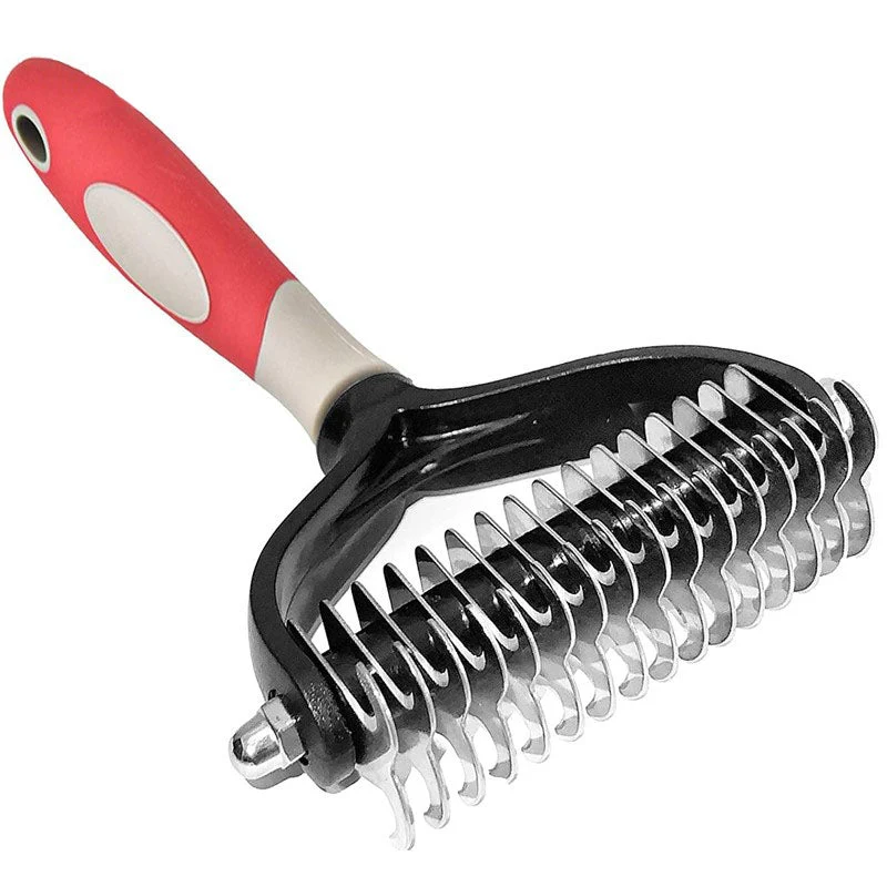 Double-Sided Pet Deshedding Brush & Dematting Comb for Dogs & Cats