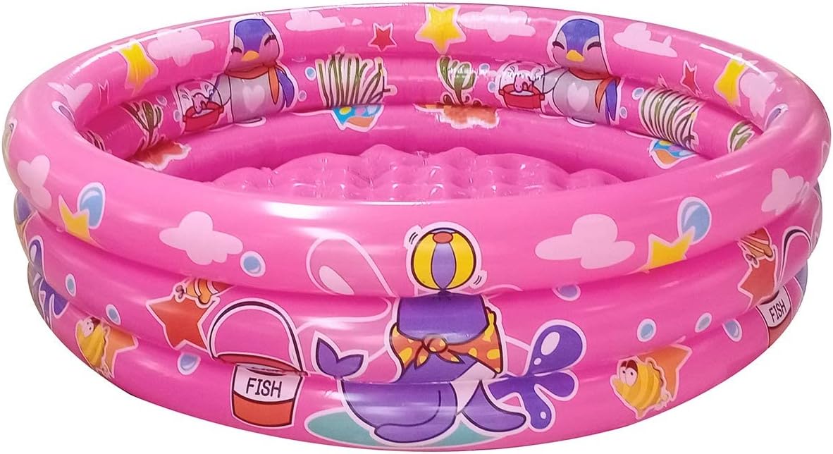 JIDI Big Summer Blue Inflatable Kiddie Pool 48&prime;&prime;x12&prime;&prime; for Toddlers, Vinyl Round Baby Ball Pit, 100 Gallon Capacity