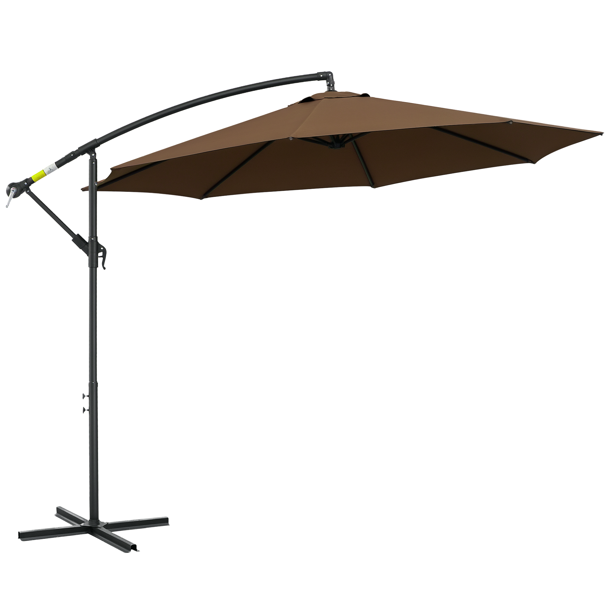 Outsunny Sonnenschirm mit Kurbel Wetterbeständig 3 m x 3 m x 2,5 m Stahl Polyester Kaffee