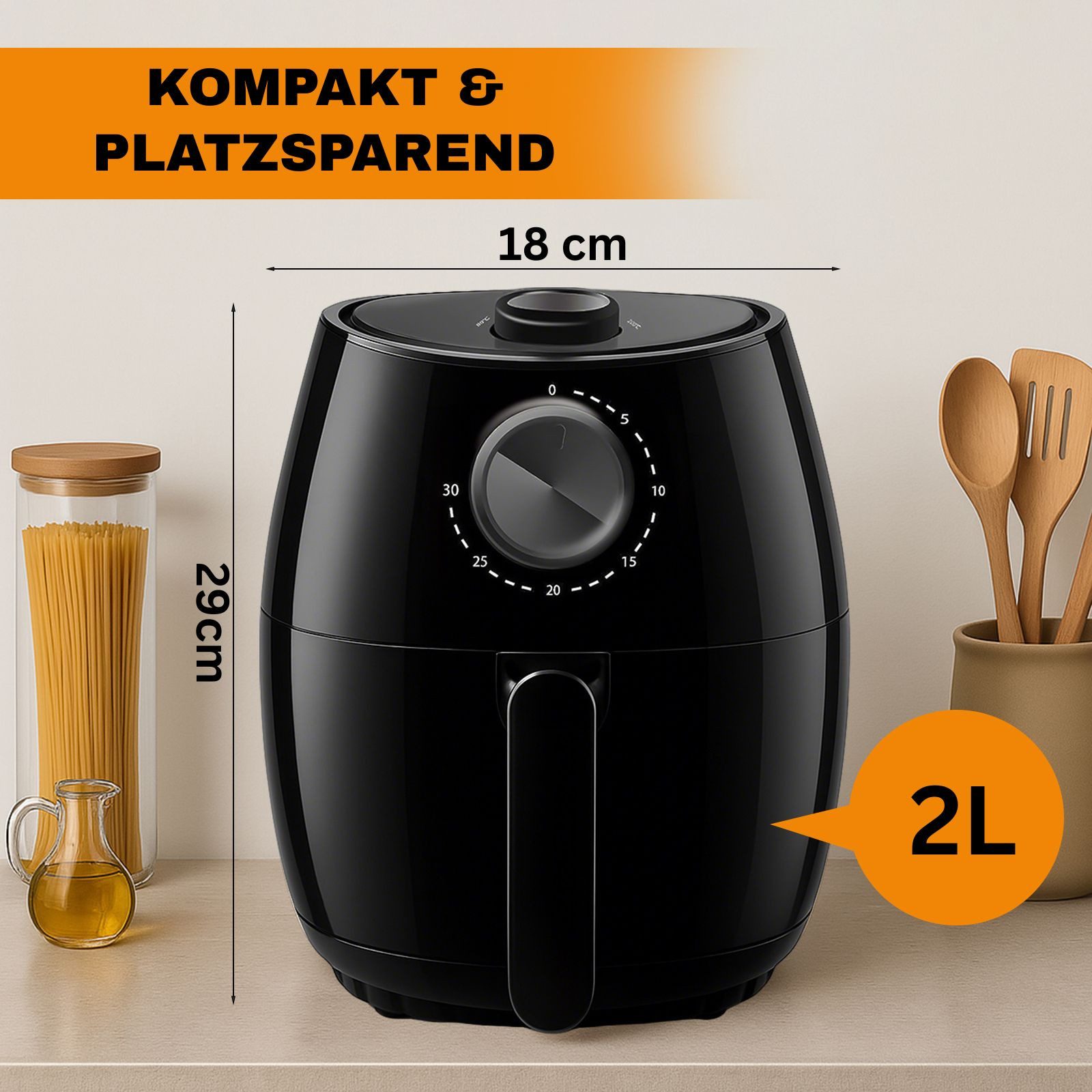 Heißluftfritteuse Airfryer mit ausziehbarem Fach, Heissluftfritteuse inkl. Timer