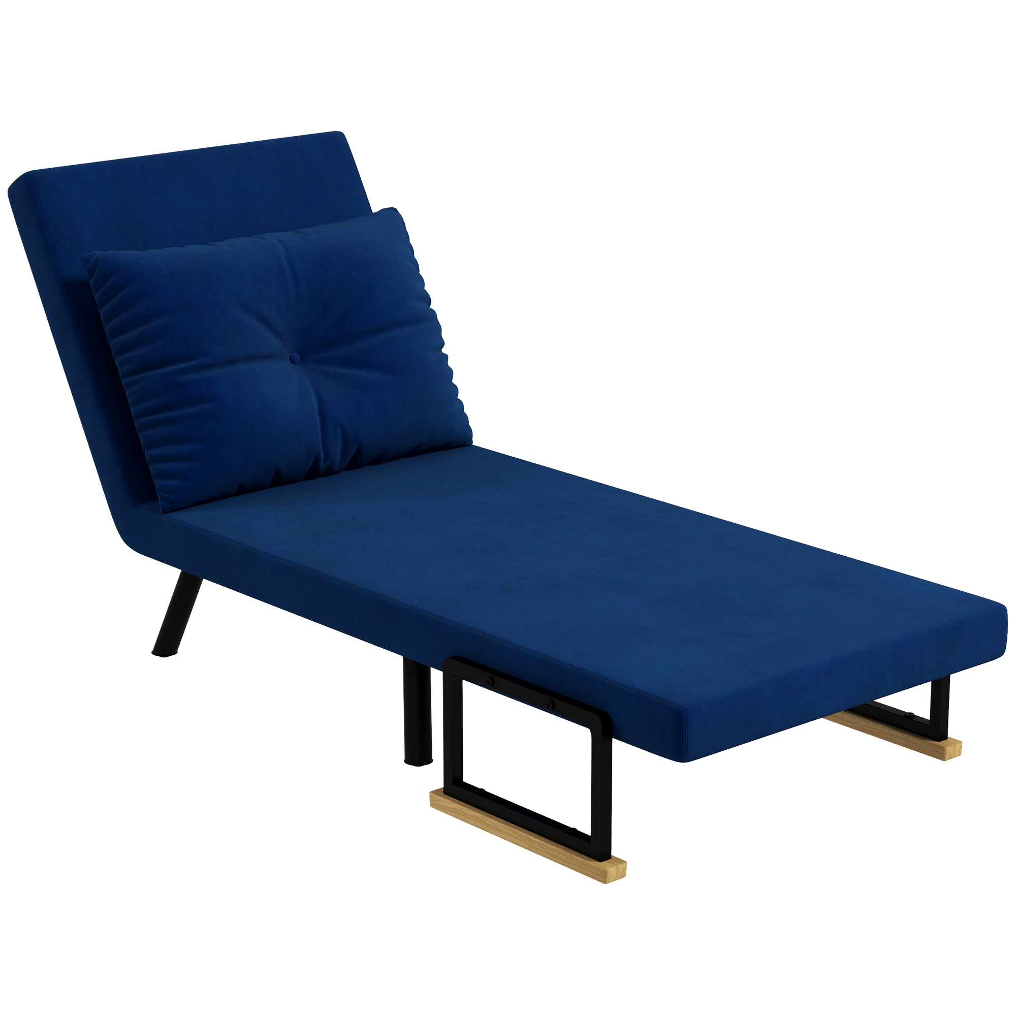 HOMCOM Schlafsofa 3 in 1 mit verstellbarer Rückenlehne und Kissen, in samtigem Stoff, 63x73x81 cm, Blau