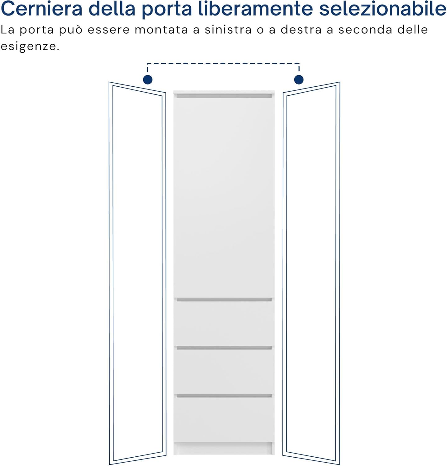 Home Collective Multi-purpose Wardrobe, Wardrobe, Wardrobe with 3 Shelves and 3 Drawers | Compact and Functional Wardrobe for Bedroom, Hallway or Study | 50 x 40 x 180 cm (WxDxH) | White