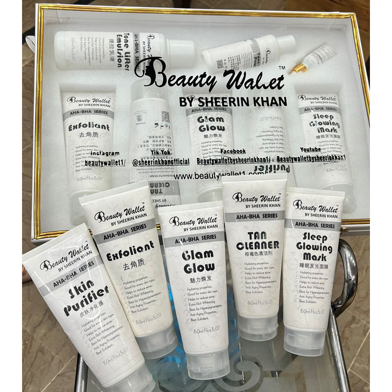 Beauty Wallet AHA BHA Brightening Facial Kit �?8-Step Skincare for Radiant Glow