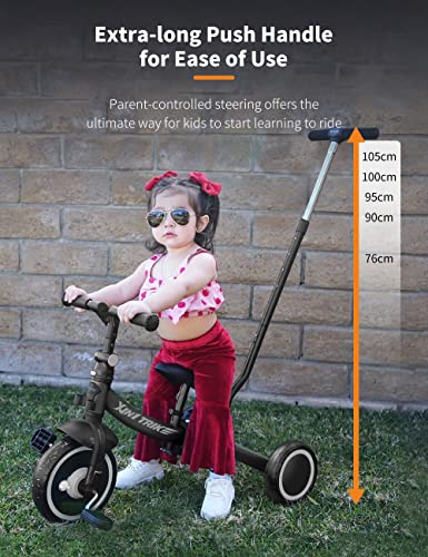 besrey Triciclo per Bambini 7 in 1 con Maniglia di Spinta per il Genitore a 5 Altezza per 1 5 Anni, Triciclo per Bambini Pieghevole, Bici per Bambini con Frizione a Ruota, Ruote Più Grandi, nero : Giochi e giocattoli