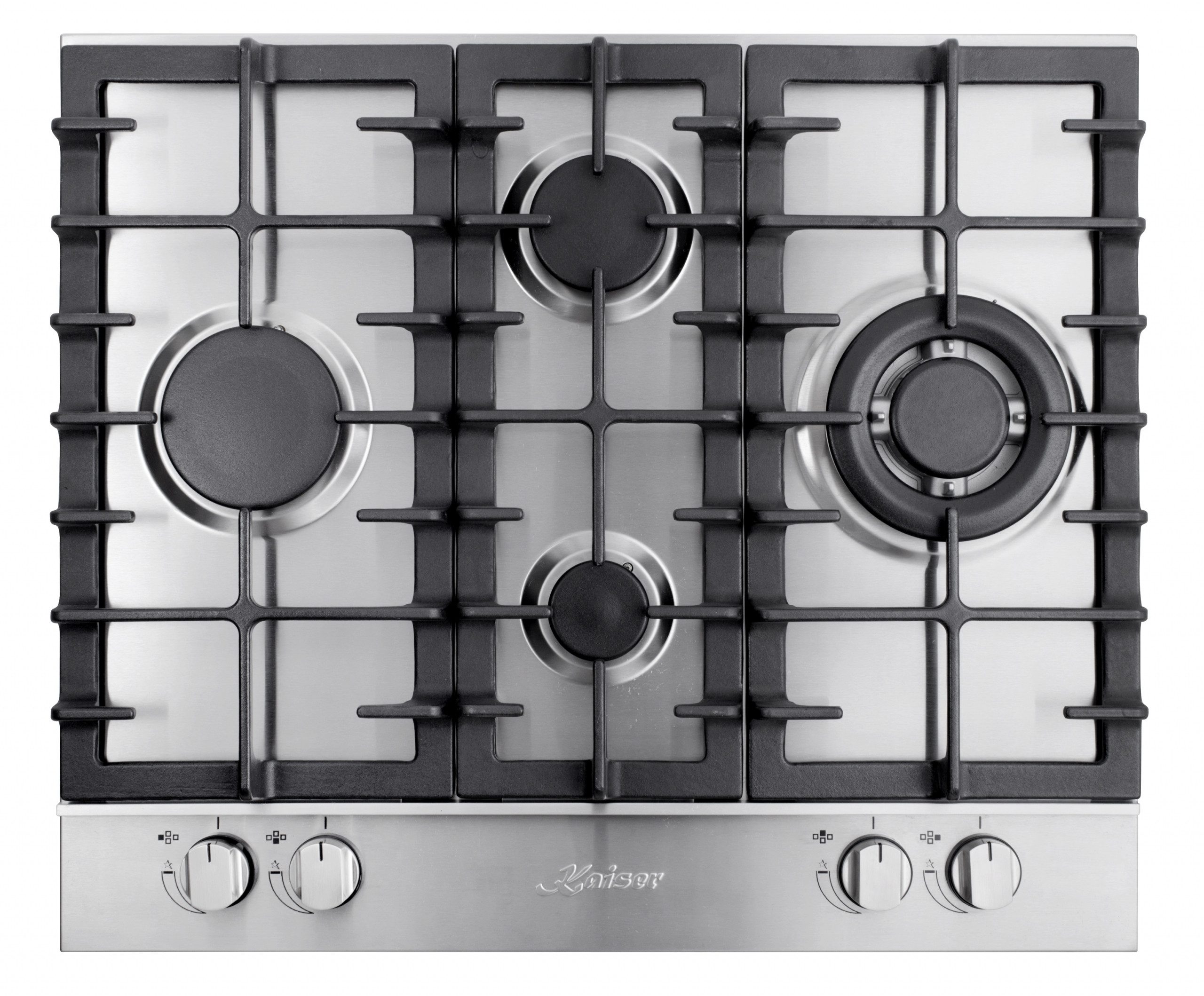 Gas-Kochfeld Autarkes Edelstahl Gaskochfeld 60 cm 4 Brenner KG 6364 Turbo Romb