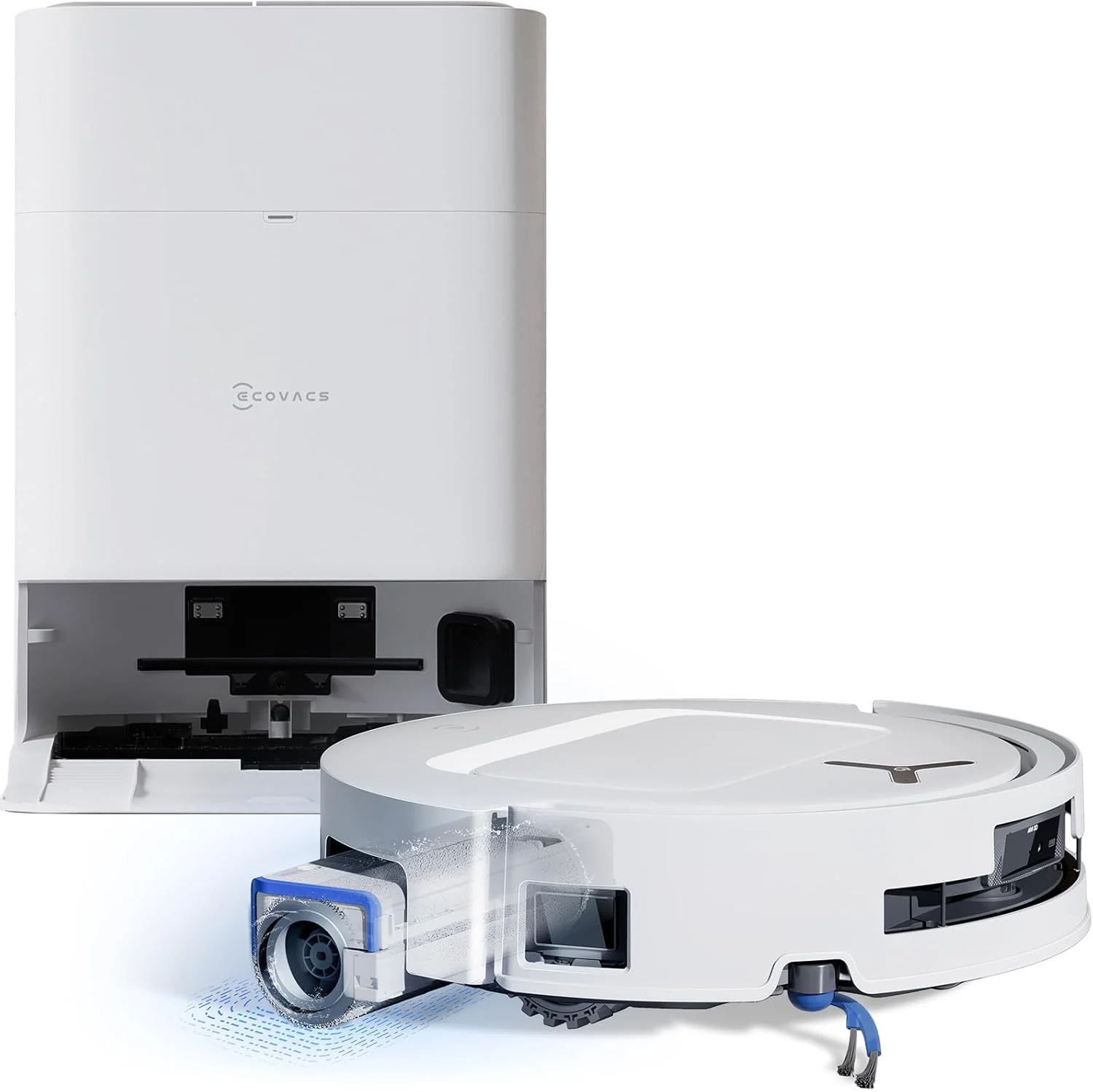 ECOVACS DEEBOT T80 OMNI Saugroboter mit Wischfunktion, 18.000 Pa, OZMO ROLLER Wischwalze mit kontinuierlicher Frischwasser-Selbstreinigung, ZeroTangle 3.0, Moppwäsche mit 40-75℃ heißem Wasser, Weiß