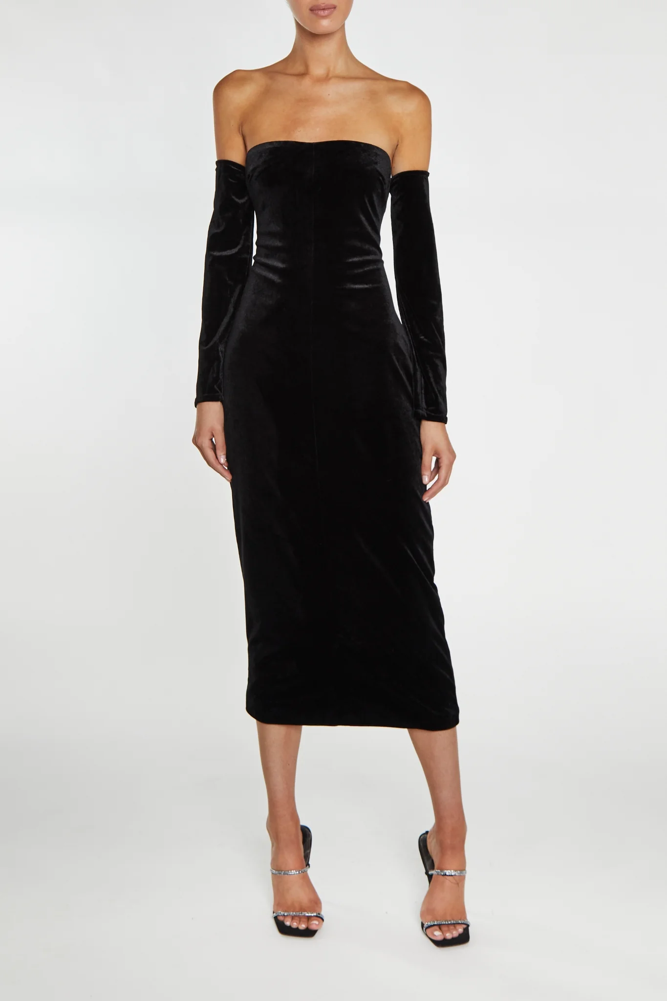 Zoe Black Bardot Fitted Midi Dress