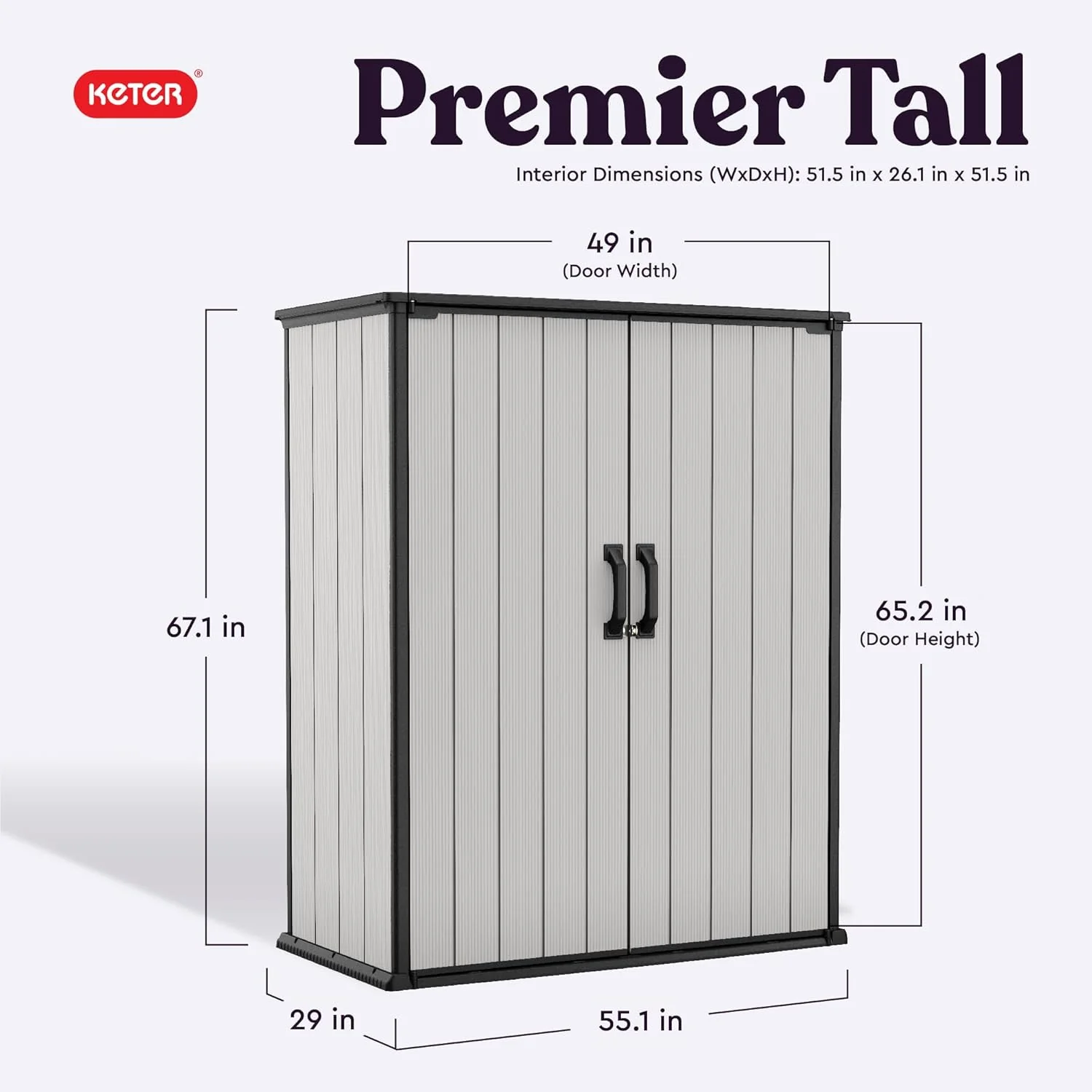 Keter Premier Tall 4.6 x 5.6 ft. Resin Outdoor Storage Shed Shelving Brackets Patio Furniture