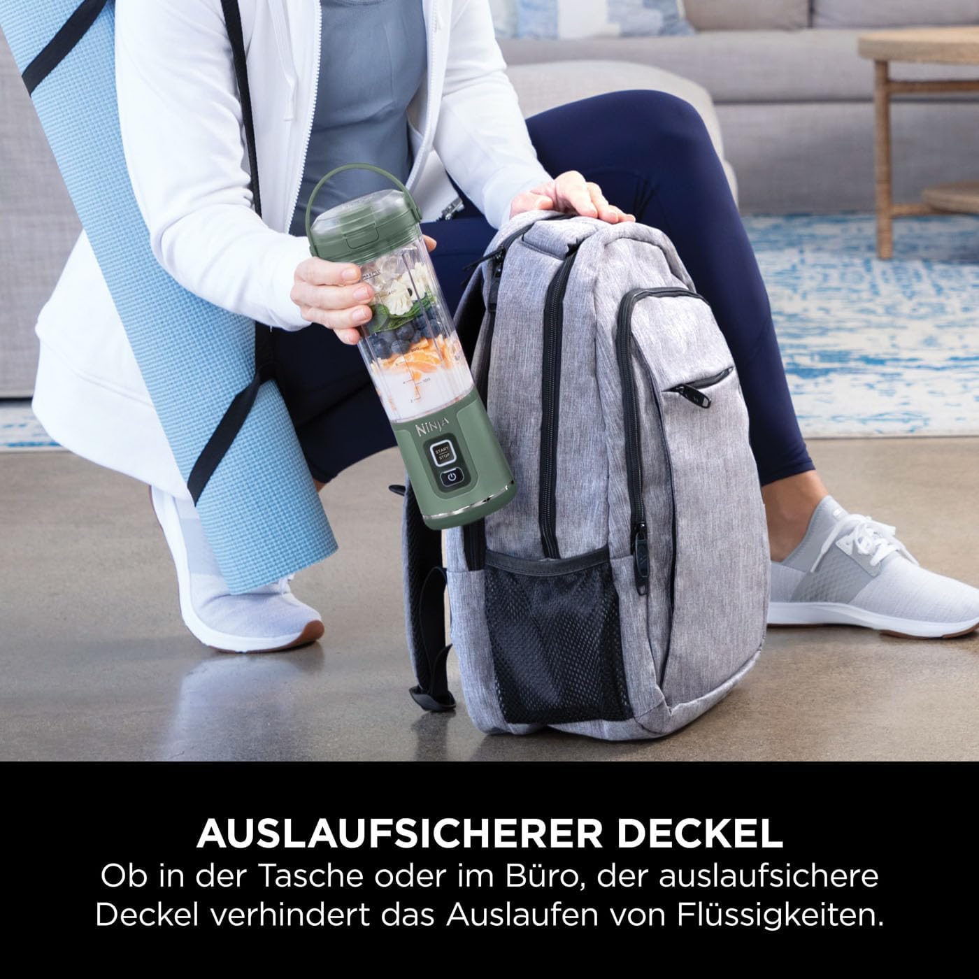 Ninja Blast Tragbarer Mixer / Blender / Smoothie Maker, 530ml Becher, Auslaufsicherer Deckel, Leistungsstarker Mini Standmixer, Kabellos & Wiederaufladbar, Zerkleinert Eis & Obst, Schwarz, BC151EUBK