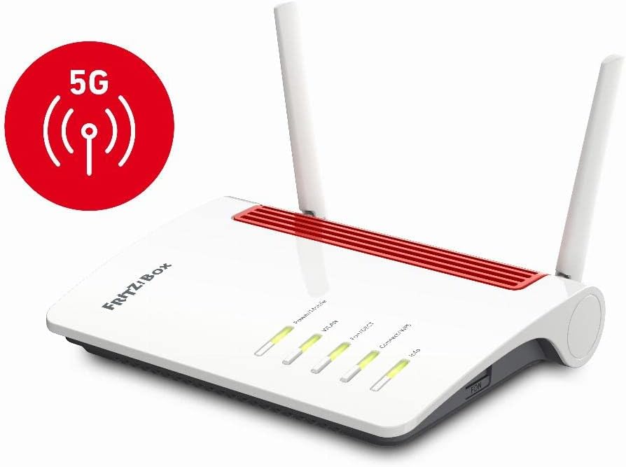 AVM FRITZ!Box 6850 5G Edition International, Modem Router 5G con Wi-Fi Dual Band fino a 1.266 Mbit/s, Mesh, 4x Gigabit Lan, 1x USB 3.0, VoIP, Base Dect, SIM Slot, Interfaccia in Italiano