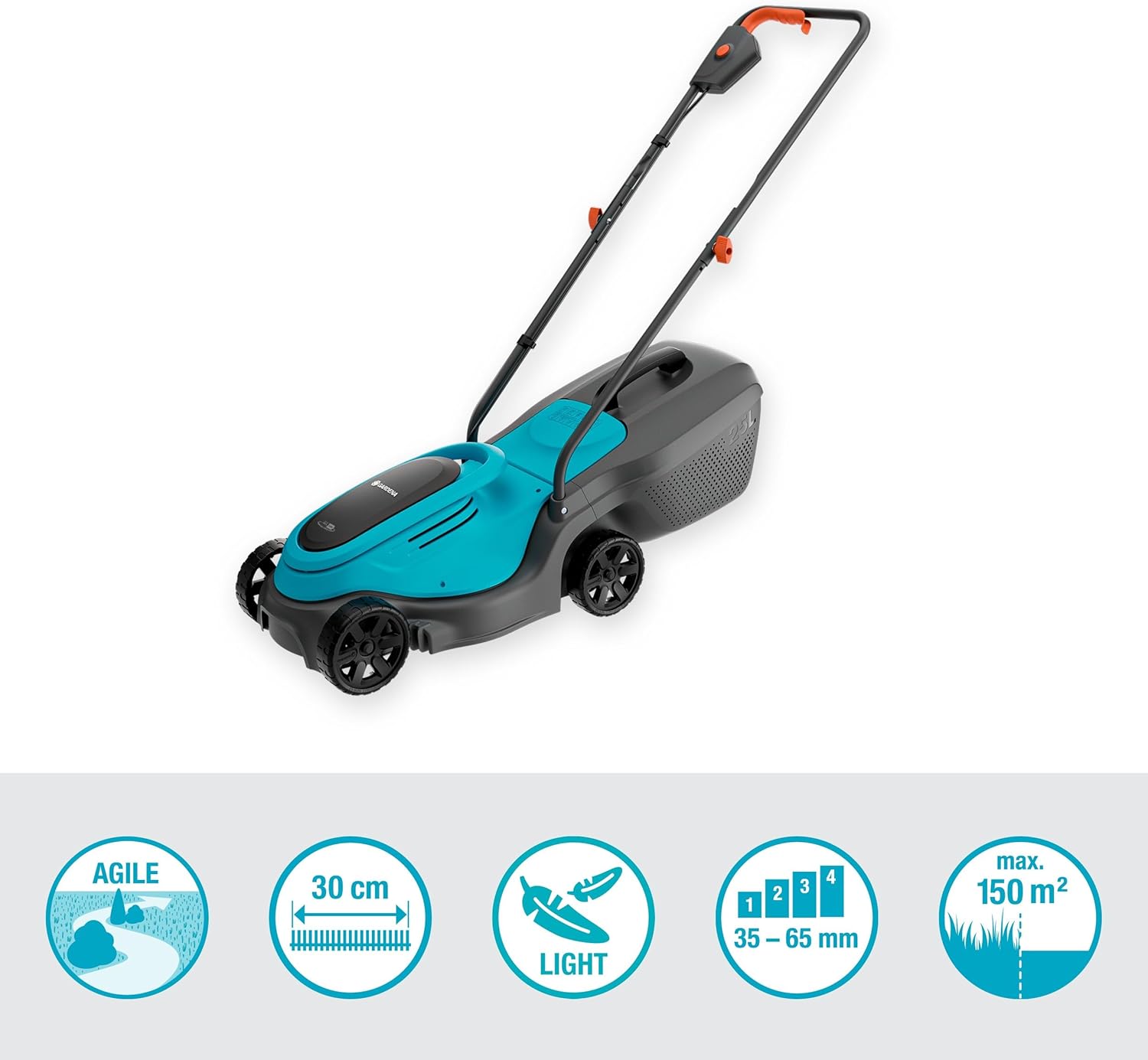 Gardena EasyMax 30/18V Ready-to-Use Set Akku-Rasenmäher, 30 cm Schnittbreite, inkl. Power for All-Akku, kompakt und wendig, ideal für kleine Gärten (14629-20)