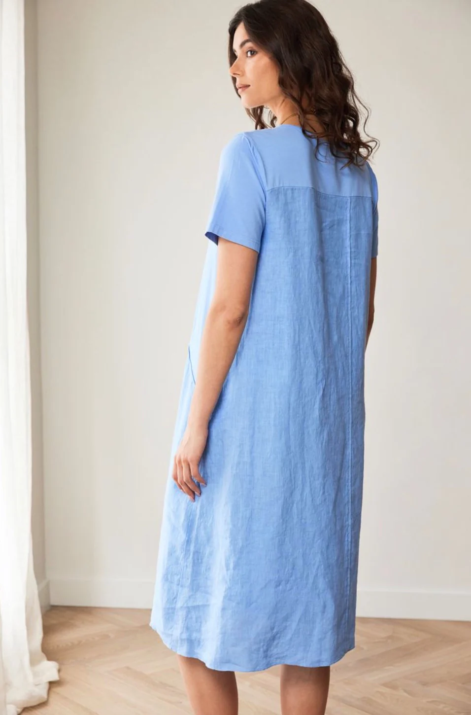 Peruzzi Jersey Panel Linen Dress