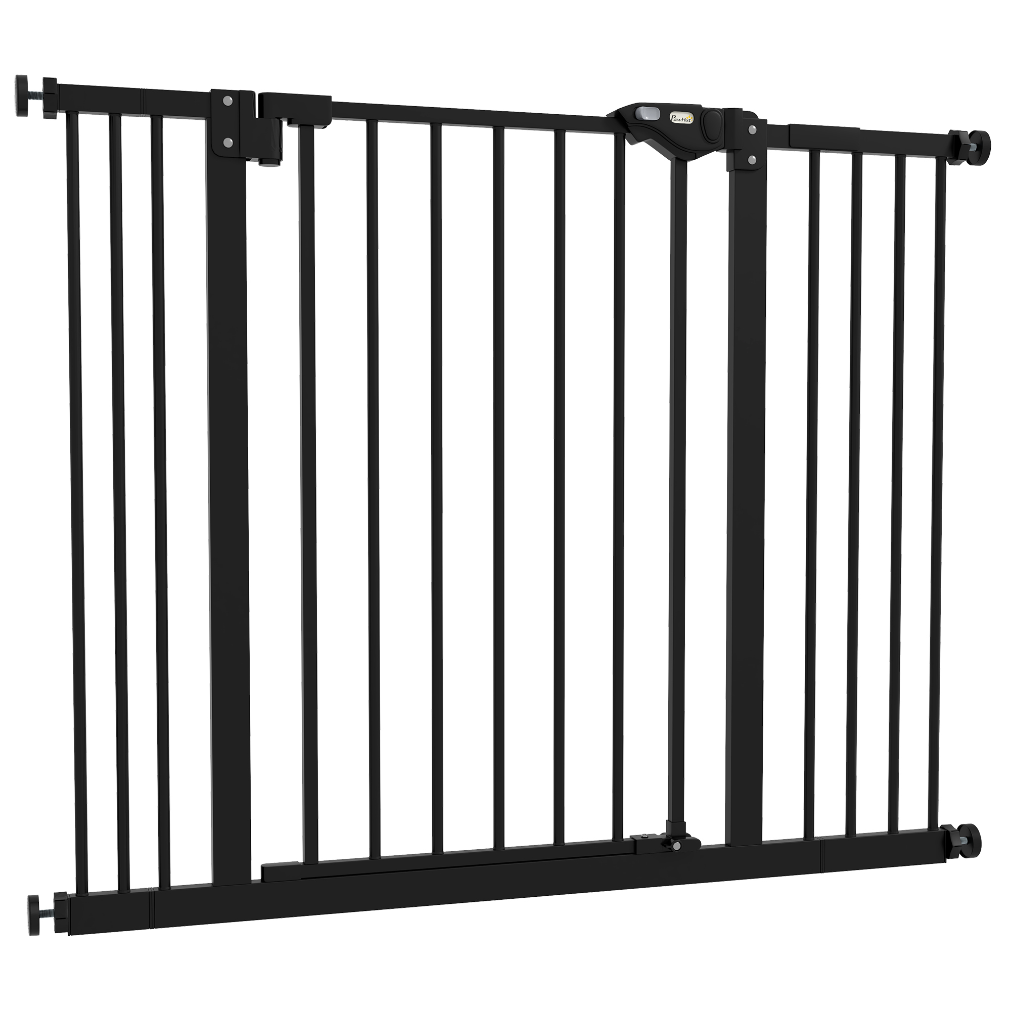 PawHut Hundegitter mit 2 Erweiterungen, Breite einstellbar bis 100 cm, Selbstschließend, Schwarz