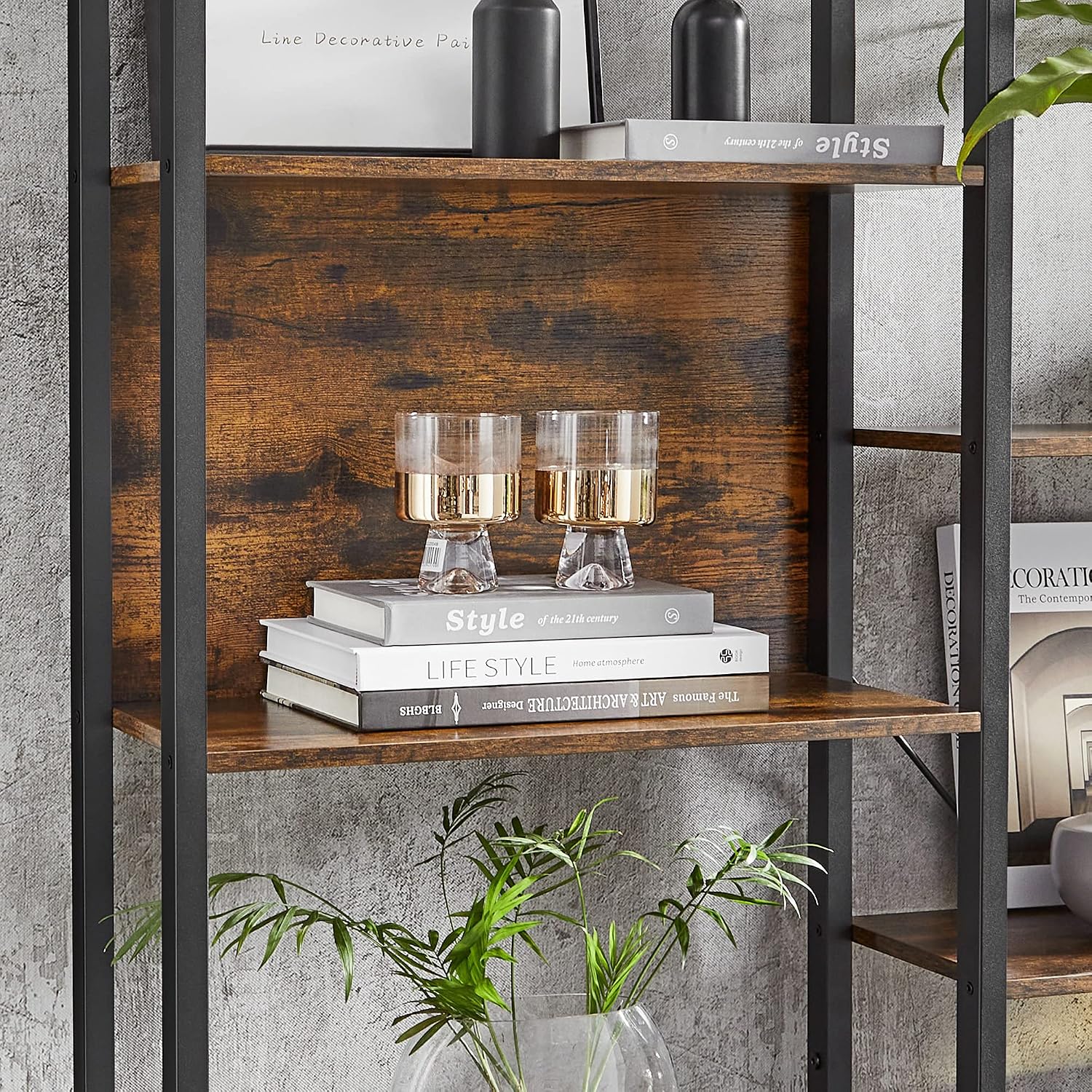 VASAGLE Bücherregal mit Metallrahmen, Standregal im Industrial-Stil