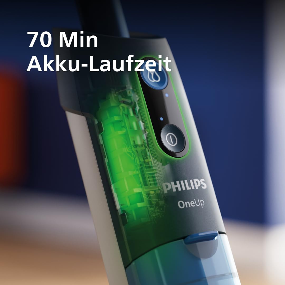 Philips OneUp 5000 Serie Elektrischer Wischmopp - 2X sauberere Böden², 2X schnelleres Wischen, Zwei Feuchtigkeitseinstellungen für Harte & empfindliche Böden, Kabellos mit 360° Drehgelenk (XV5113/01)