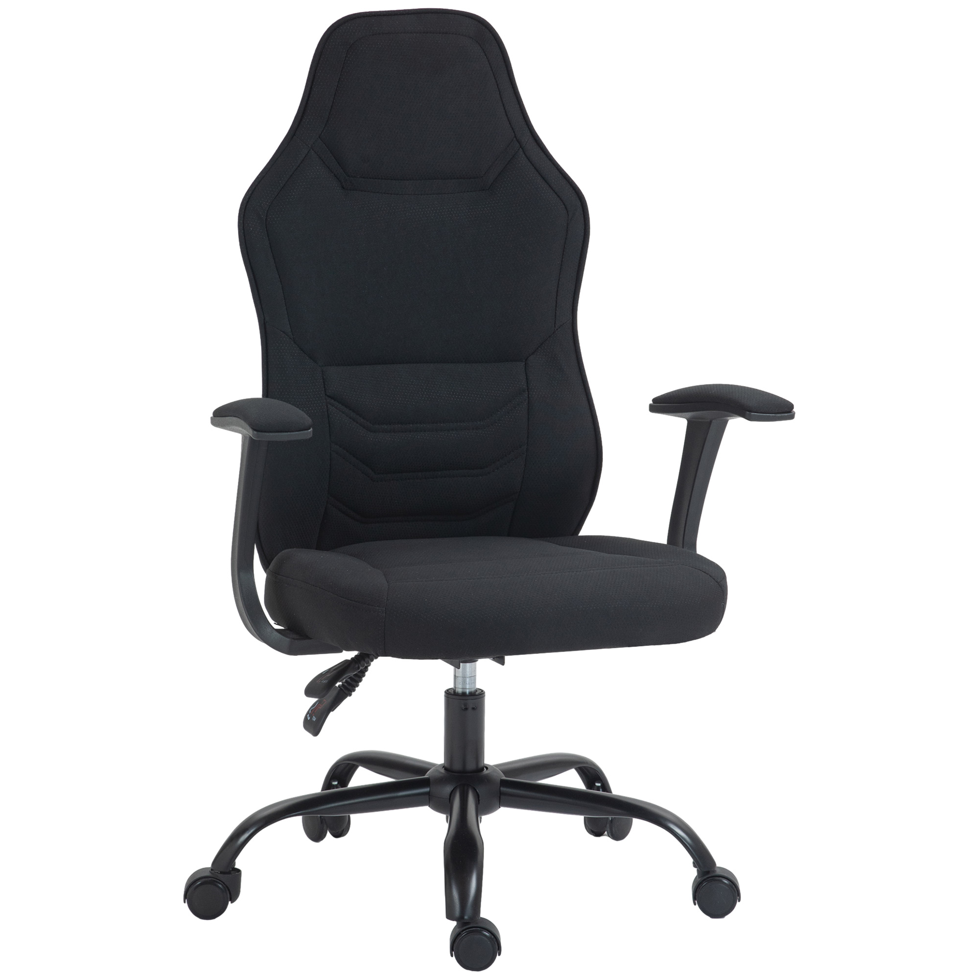 HOMCOM Gaming-Bürostuhl mit Rollen - Bürostuhl - Höhenverstellbare Sitzfläche, Armlehnen - Neigbare Rückenlehne - Schwarz
