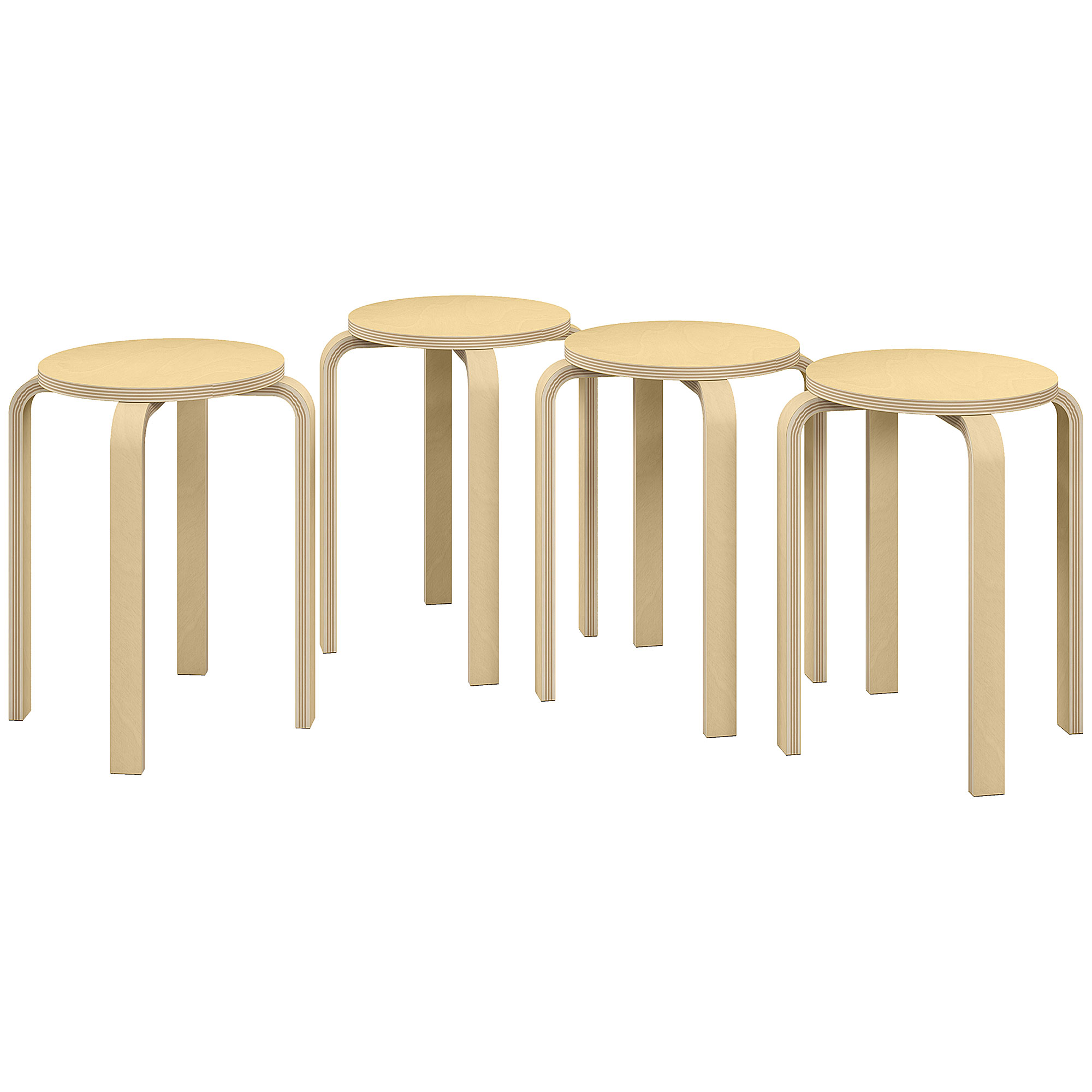 HOMCOM Stuhl, robust, Sitzhöhe 45 cm, Ø40x45 cm, Naturholz-Finish