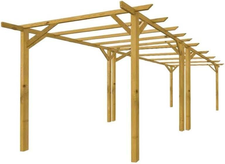 Pergola in legno da giardino Lumina 3×6 m, pino massello impregnato in autoclave, con kit montaggio, Made in Italy