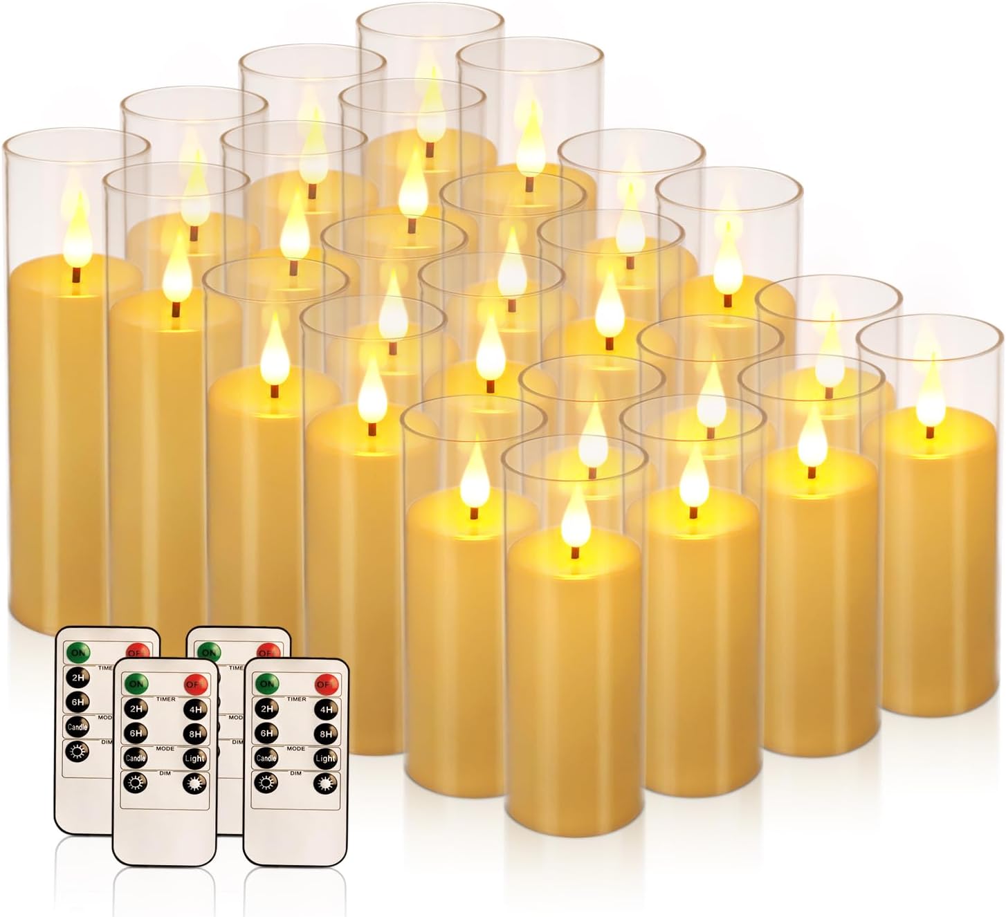24 Stück A-Serie Acryl LED flammenlose Kerzen mit Fernbedienung – perfekt für Familien, Partys und besondere Anlässe – schaffen Sie einfach eine magische Atmosphäre (drei Größen)
