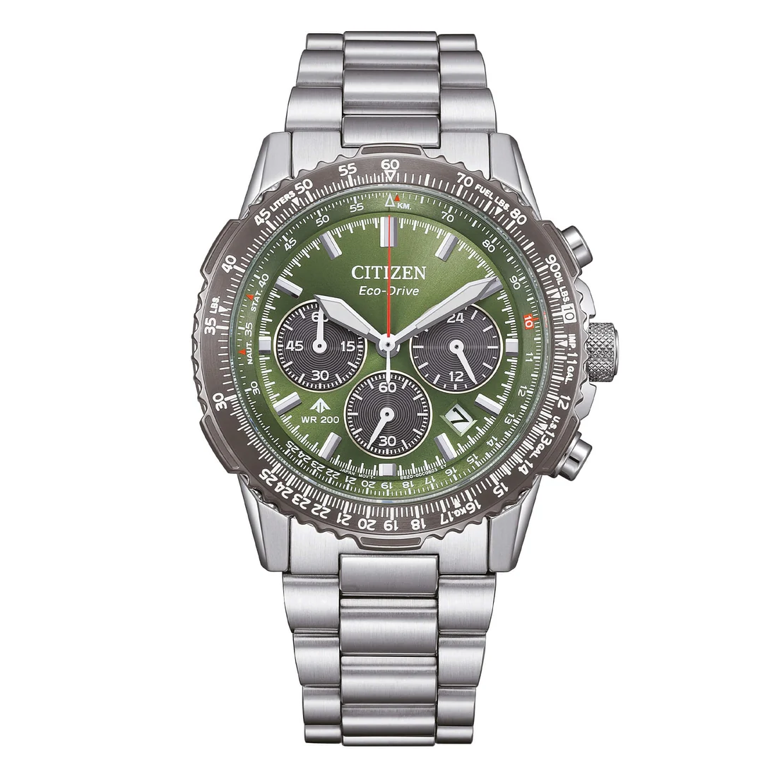 Orologio Citizen Navihawk CA4664-60W quadrante verde Eco Drive