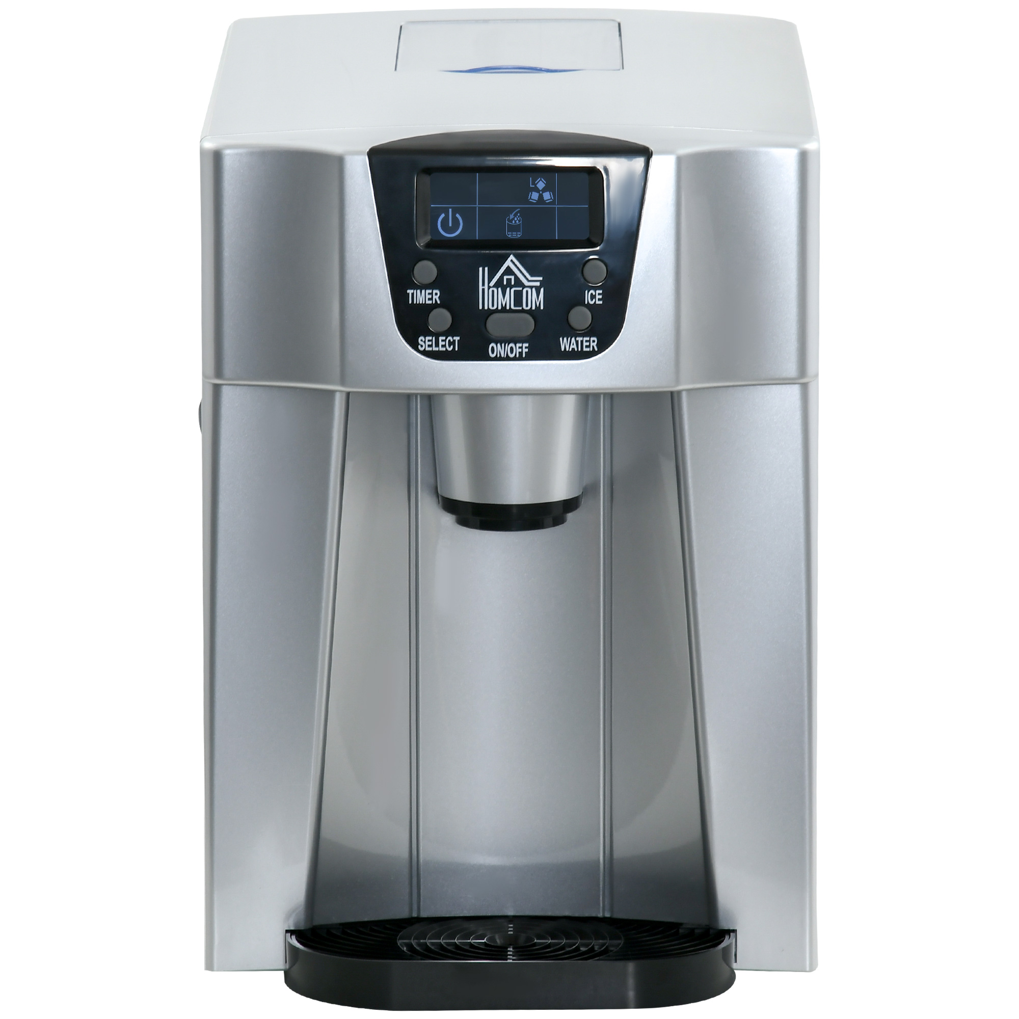 HOMCOM Eiswürfelmaschine Eiswürfelbereiter Ice-Maker, Timer-Funktion, 1,2 L Wassertank,  Silber