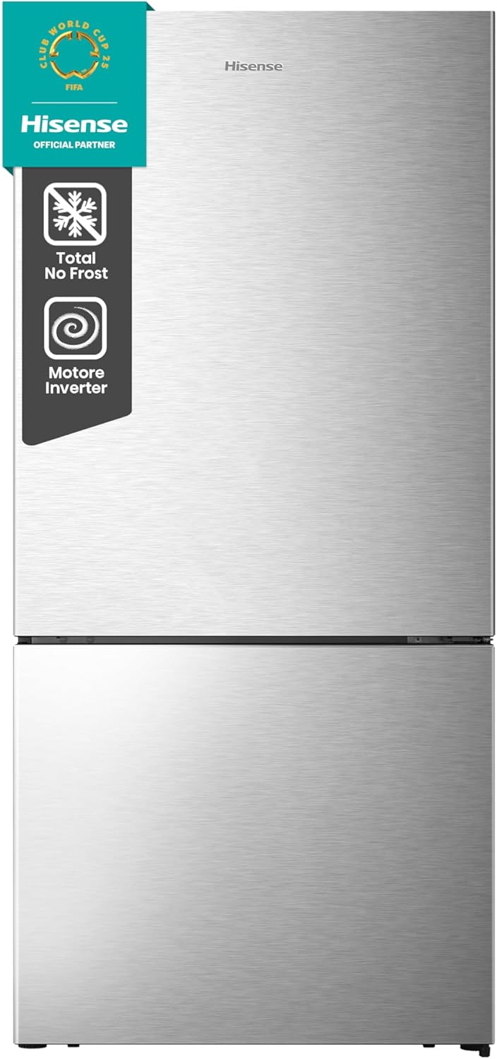 Hisense RB650N4ACE Frigorifero Combinato Total No Frost, Inox, 185x60cm, Classe E, 300L