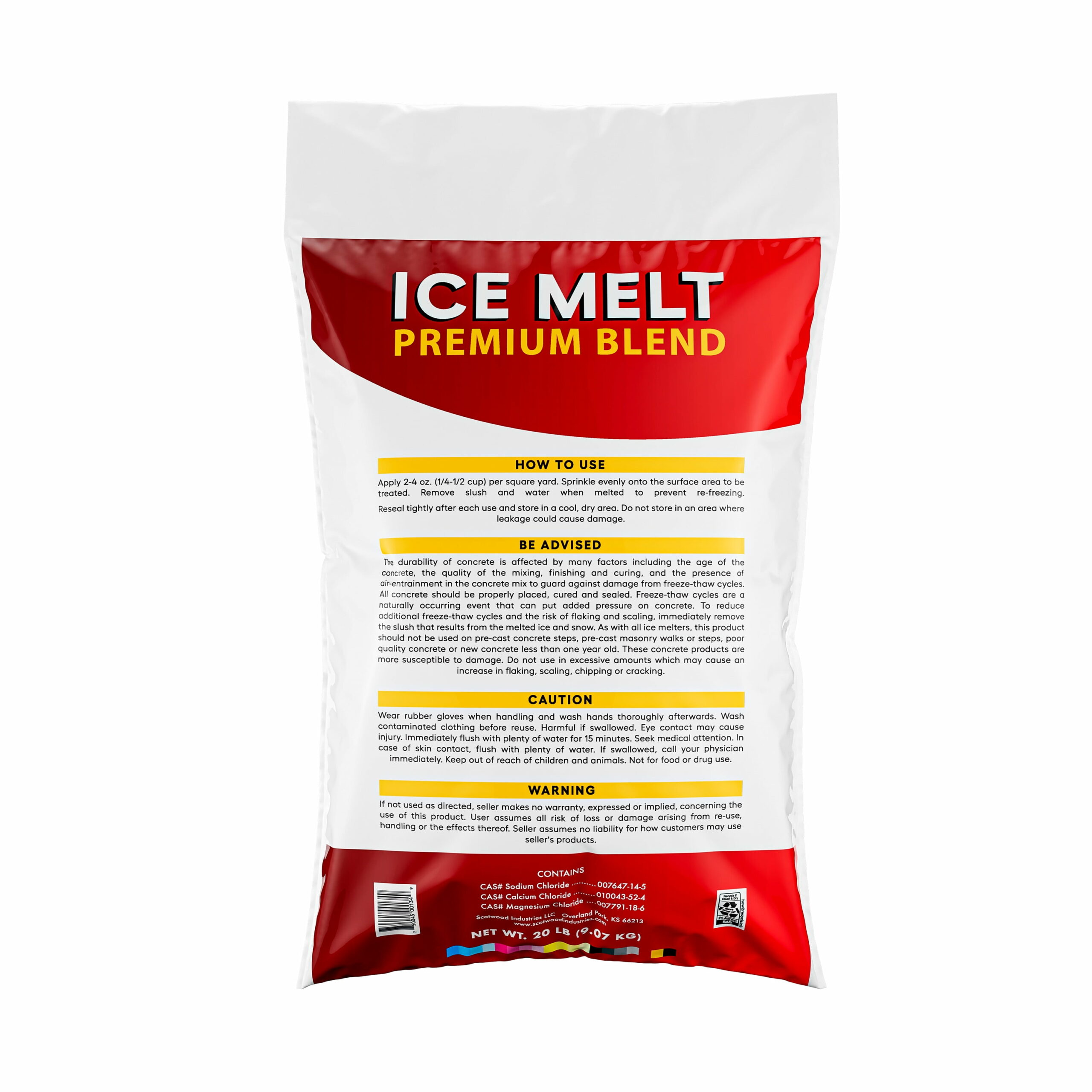 Premium Ice Melt Blend &ndash; 20lb Bag with Calcium & Magnesium Chloride, Effective to  15&deg;F, Safe for Vegetation